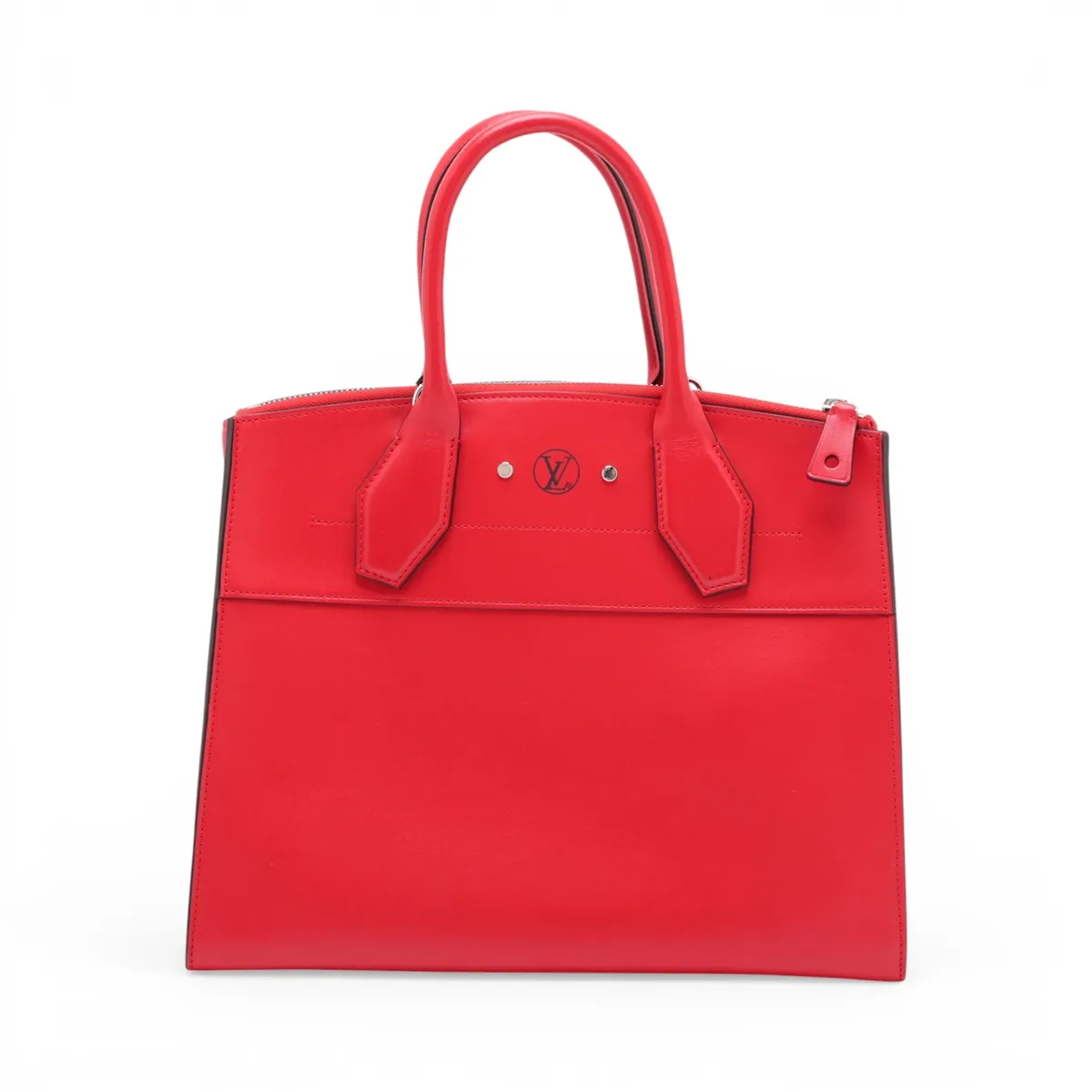 LV logo x leather City Steamer MM M51027 FO1116 Red — view 2