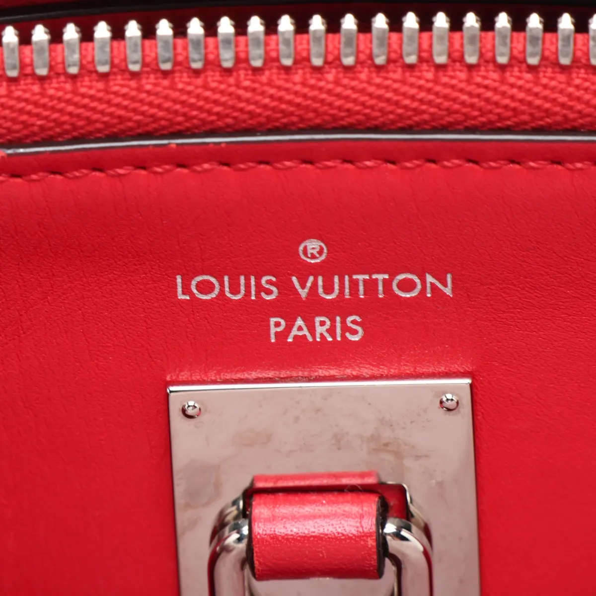 LV logo x leather City Steamer MM M51027 FO1116 Red — view 13