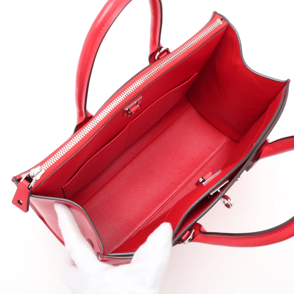 LV logo x leather City Steamer MM M51027 FO1116 Red — view 8