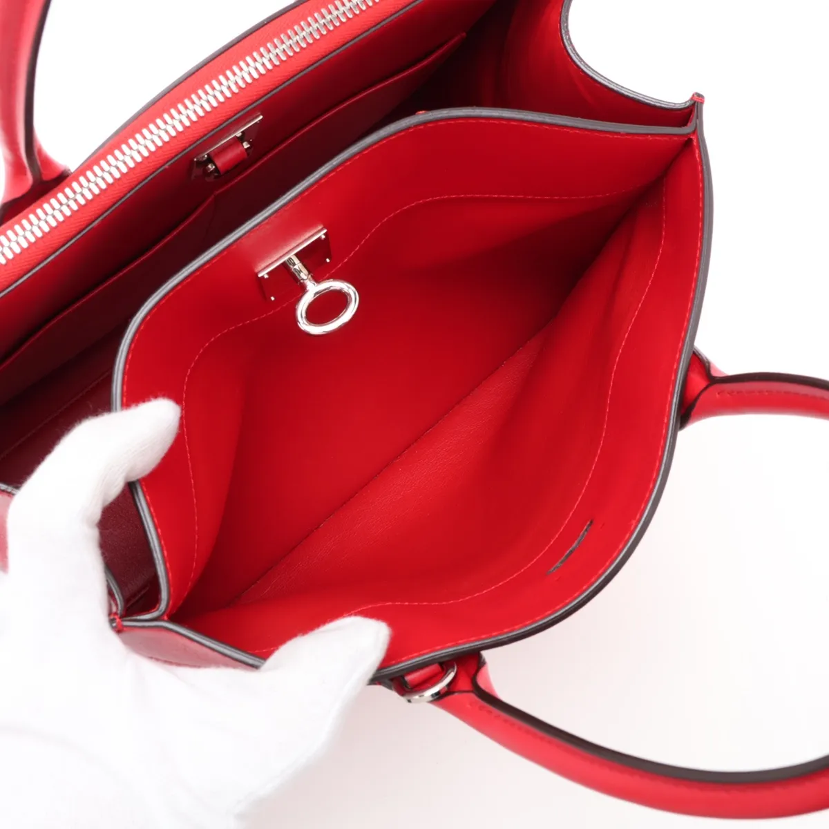 LV logo x leather City Steamer MM M51027 FO1116 Red — view 9