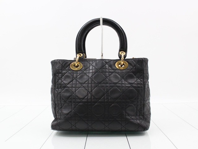 Lady Dior Lambskin Black Cannage 2-Way Handbag — view 2