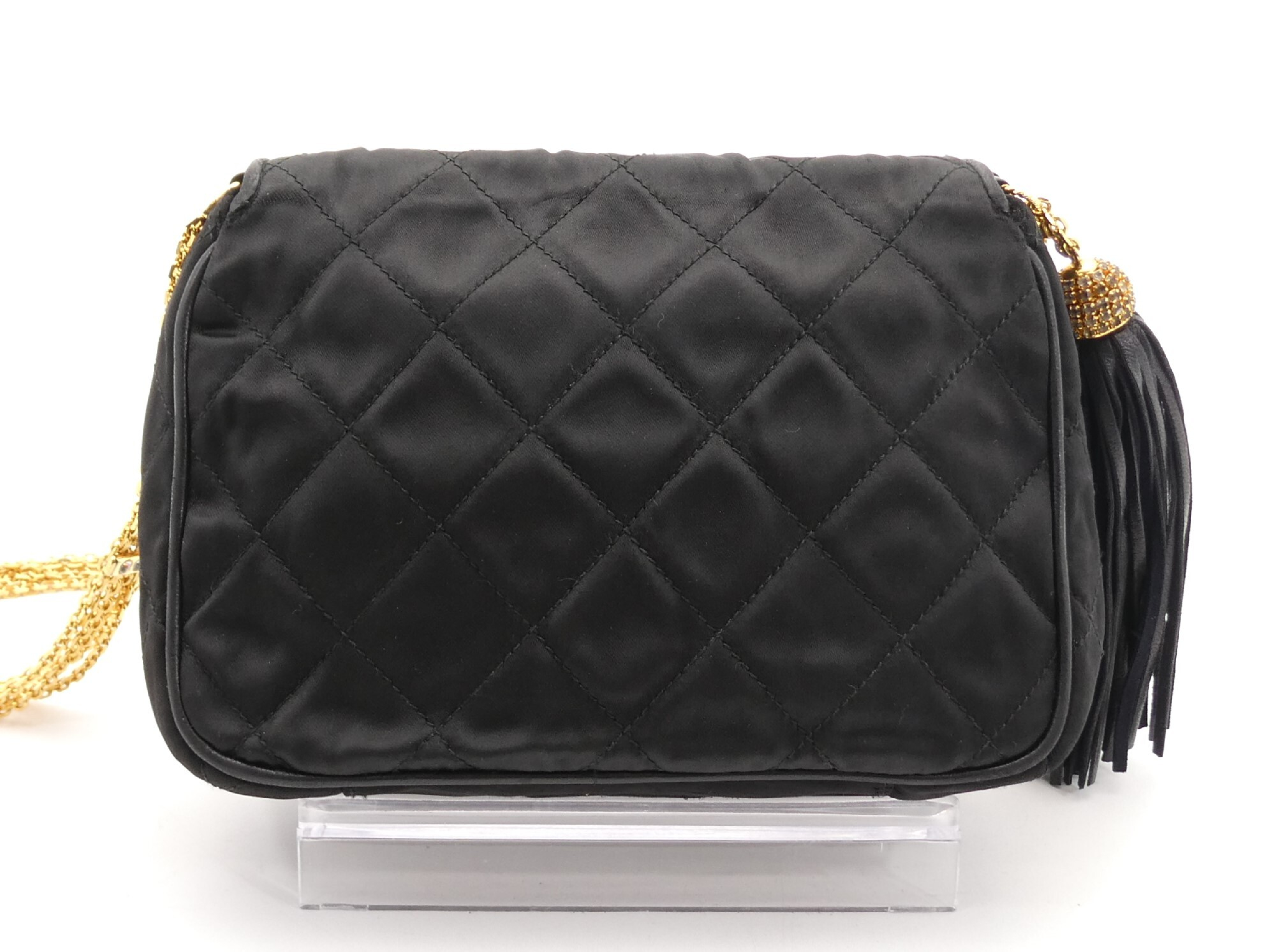 Matelassé Satin Fringe 6-Chain Shoulder Bag — view 2