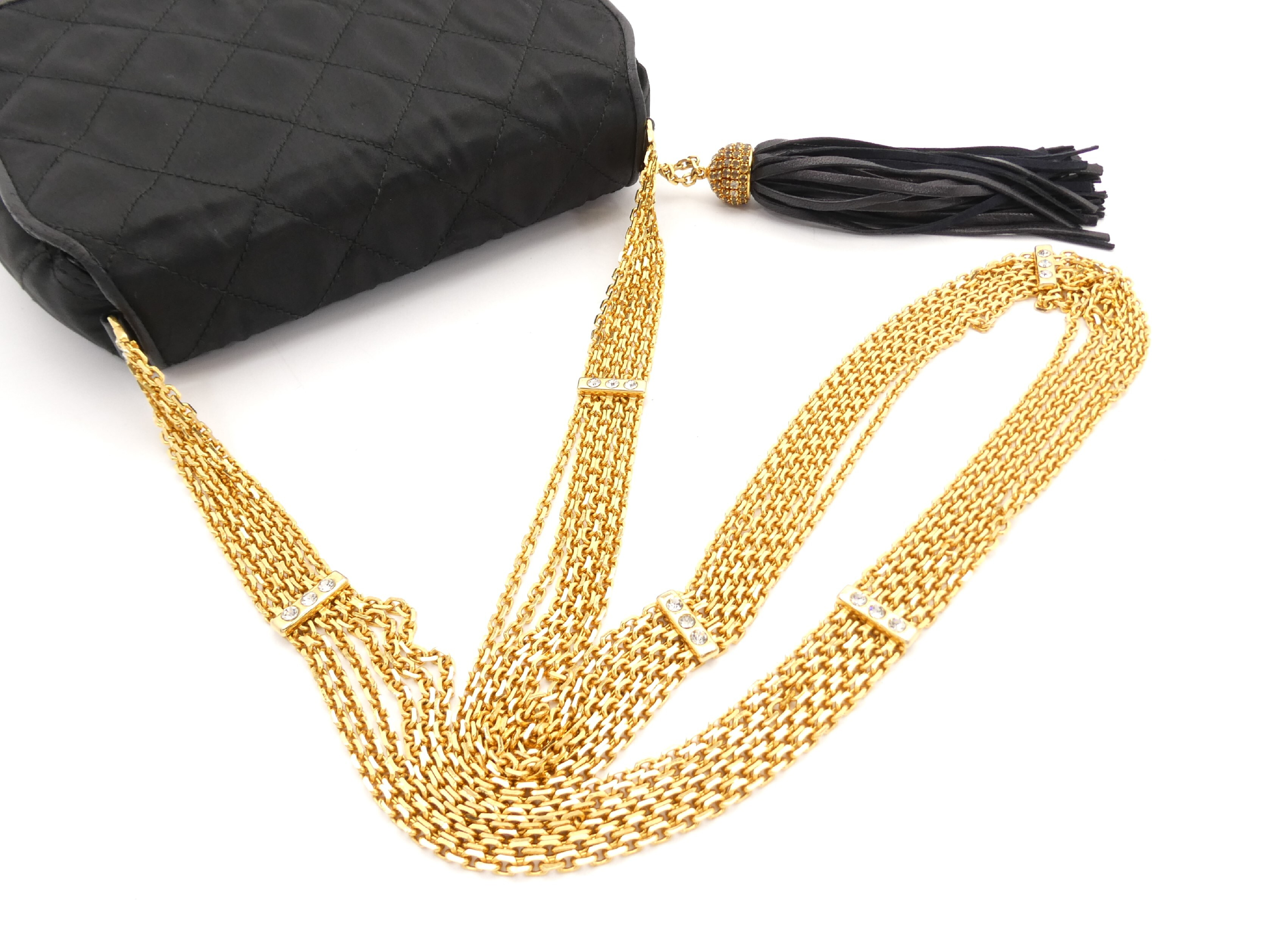 Matelassé Satin Fringe 6-Chain Shoulder Bag — view 6