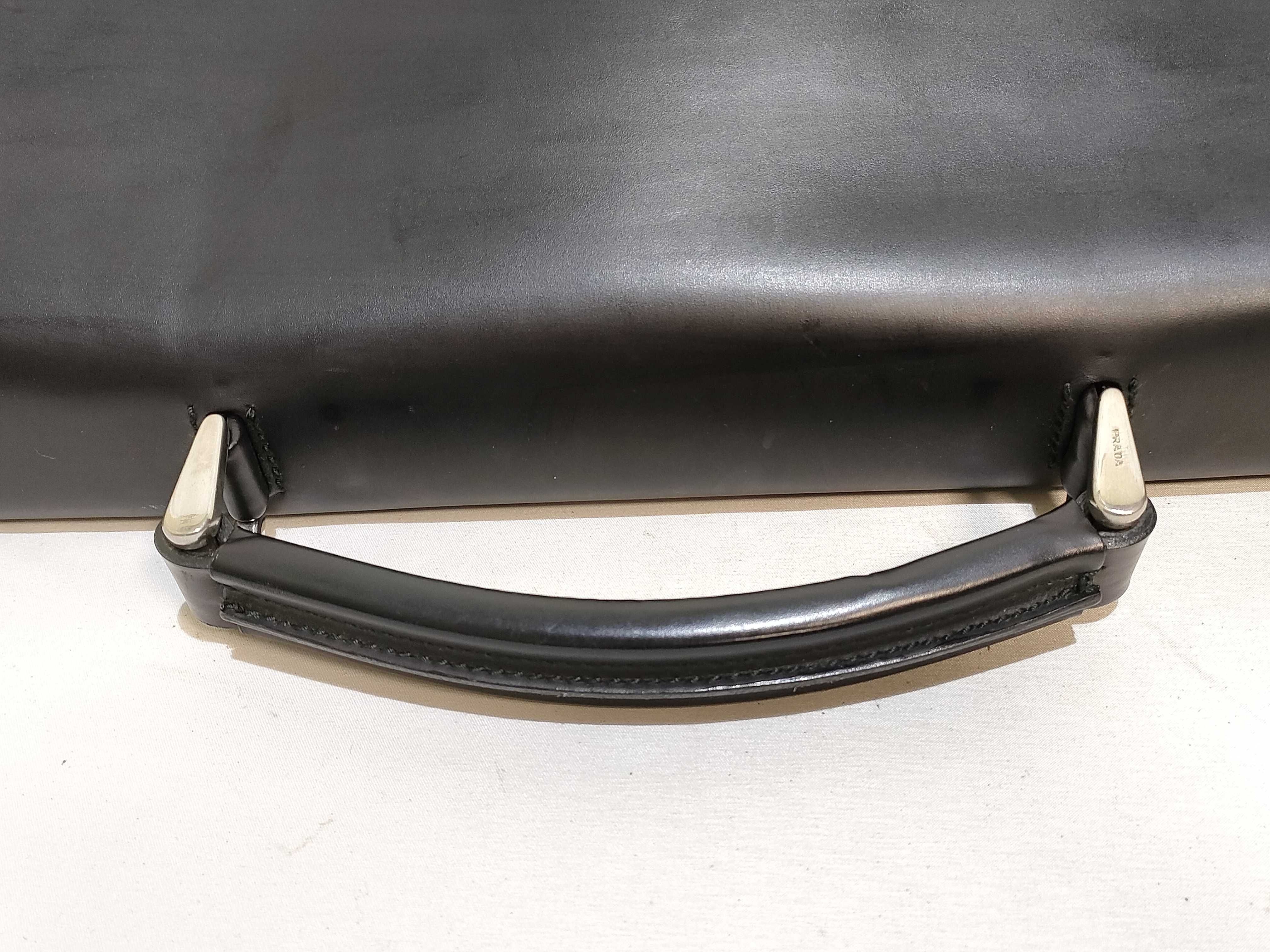 business bag, briefcase, leather and nylon, black. — view 3