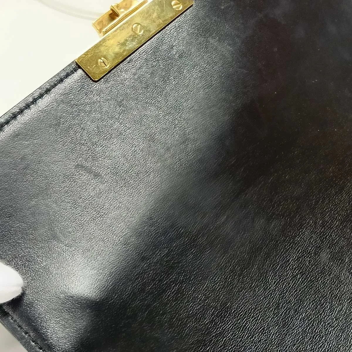 Triomphe Classic Leather Shoulder Bag, Black — view 13