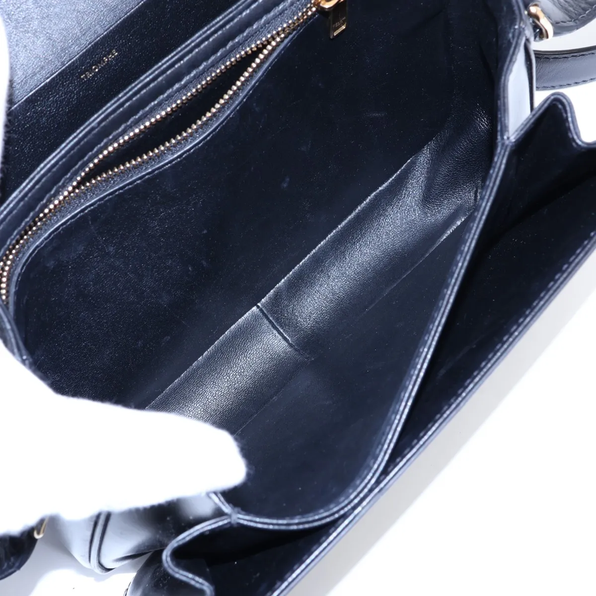 Triomphe Classic Leather Shoulder Bag, Black — view 7