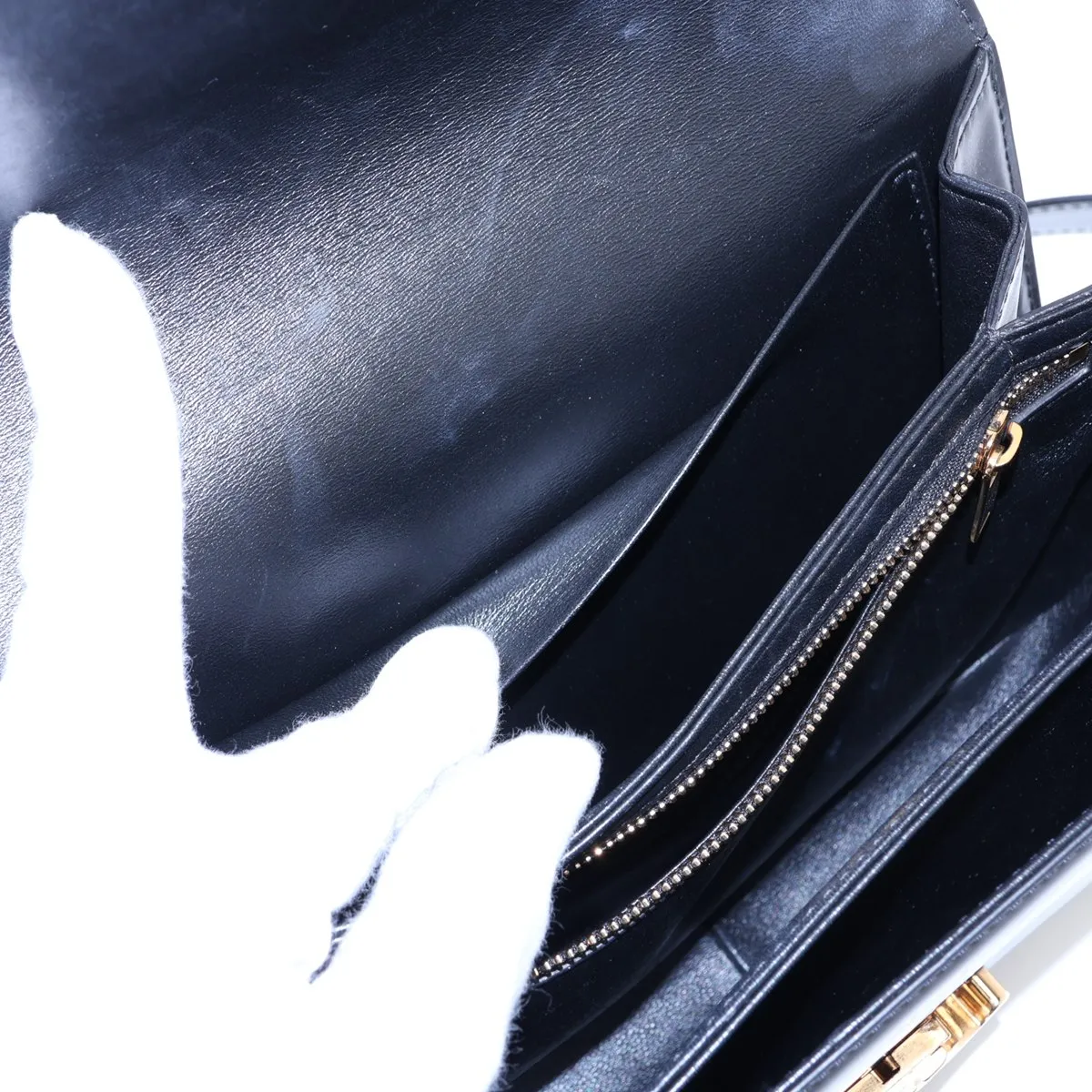 Triomphe Classic Leather Shoulder Bag, Black — view 9
