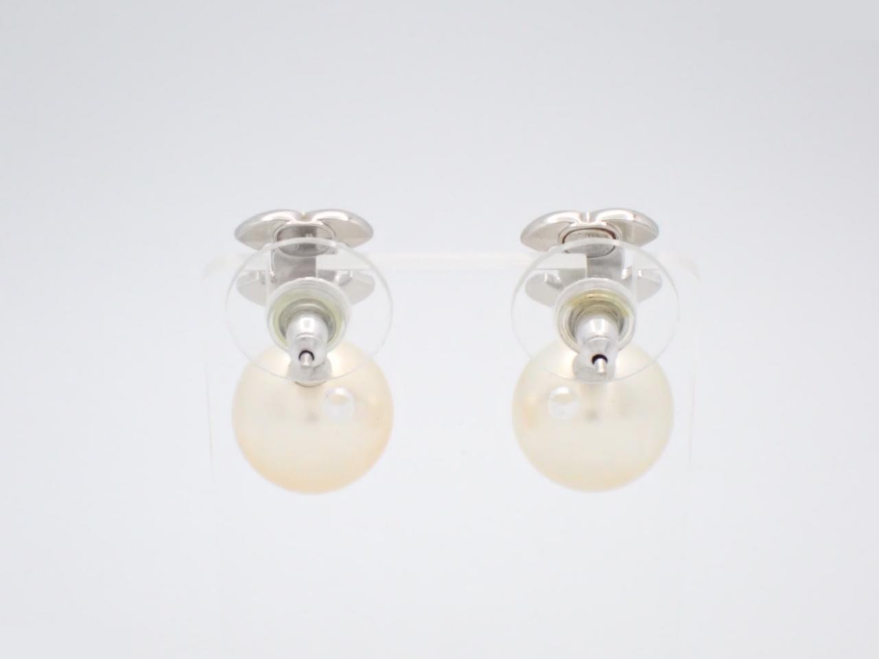 earrings, A18V, Coco Mark, stone, pearl, 2.5cm in height. — view 2