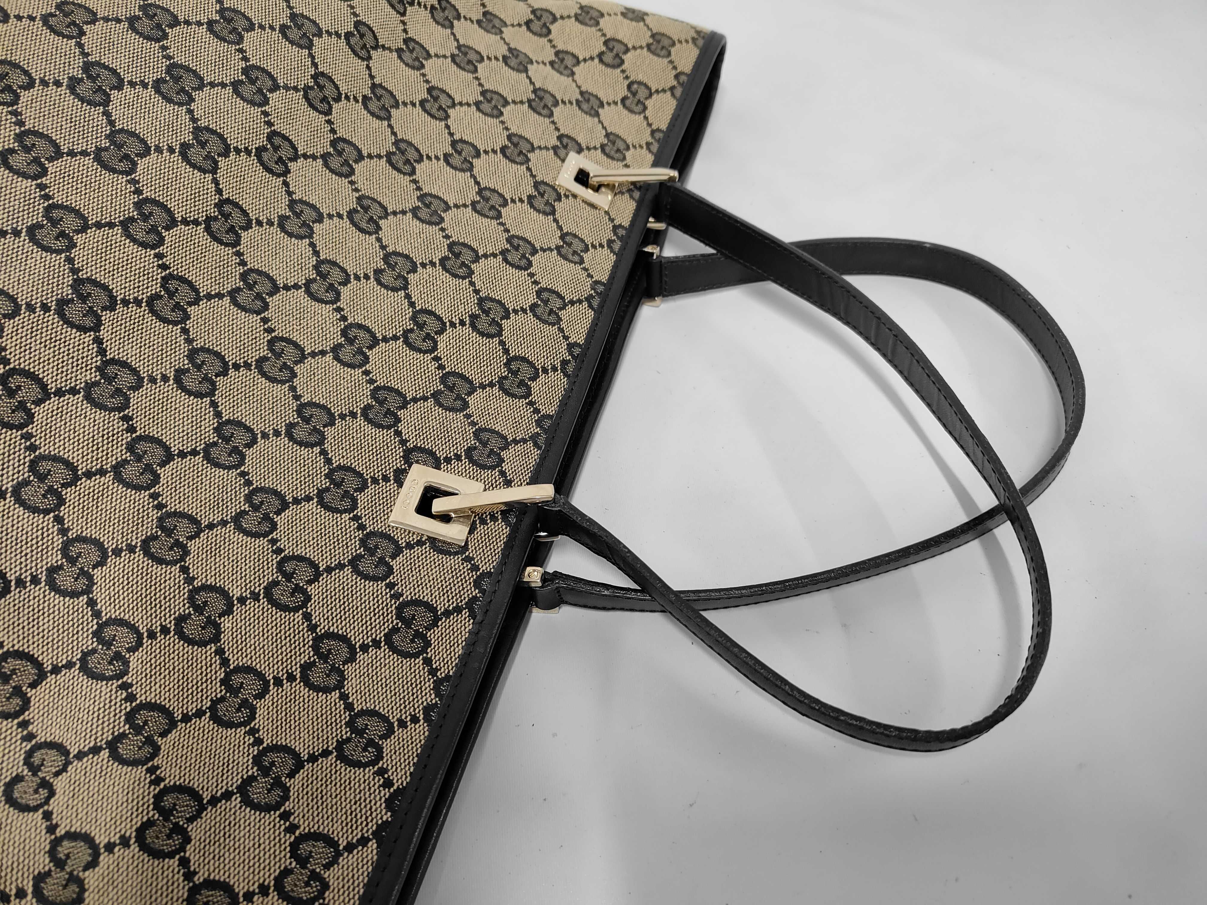 1097 GG pattern leather tote bag/handbag, brown tones. — view 5