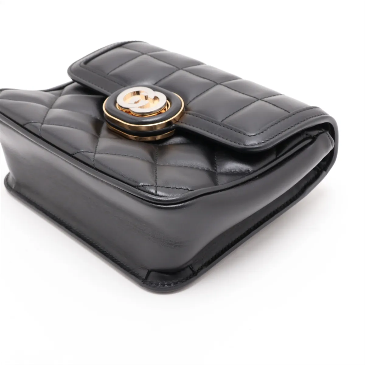 Deco 741457 Leather Chain Shoulder Bag, Black — view 3