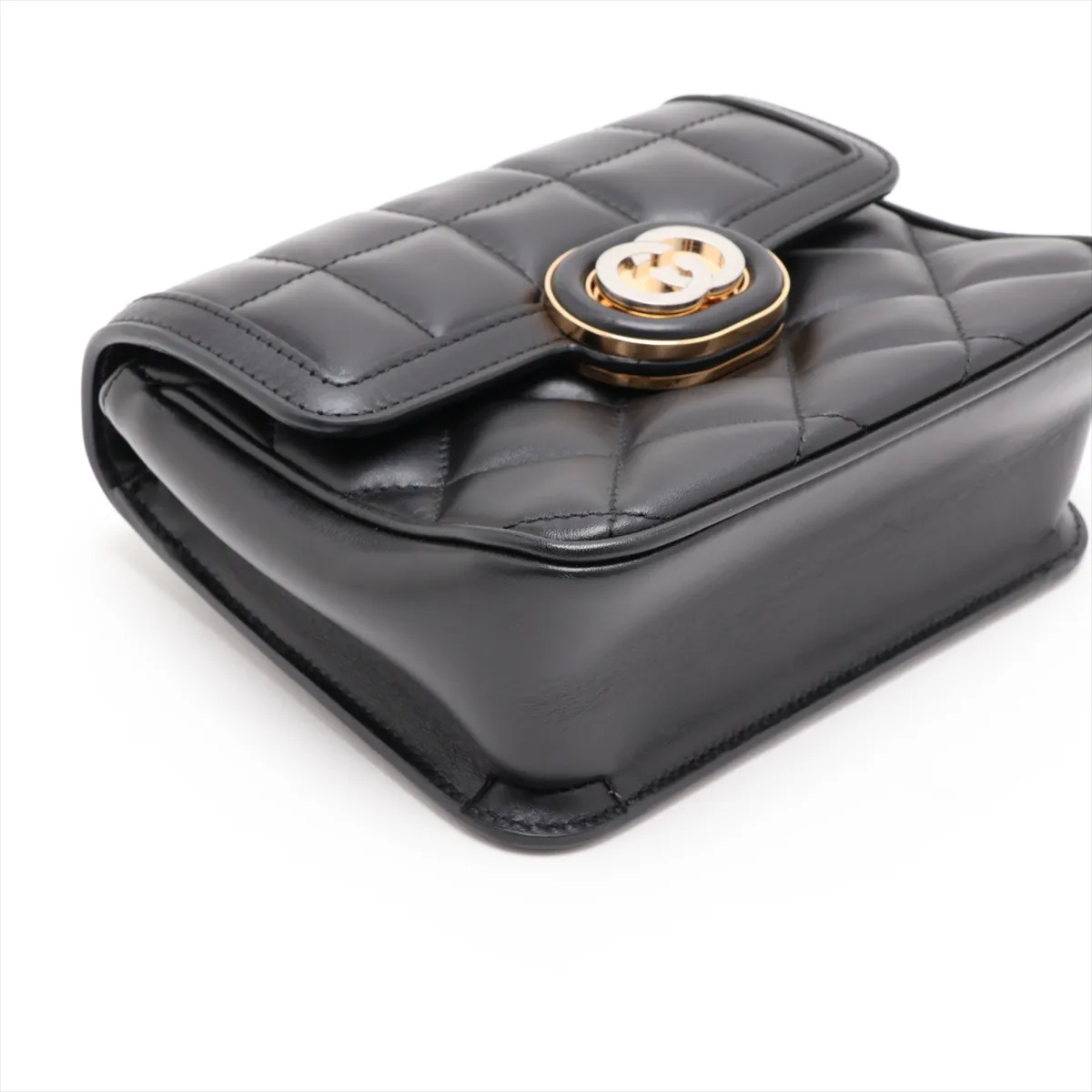Deco 741457 Leather Chain Shoulder Bag, Black — view 4