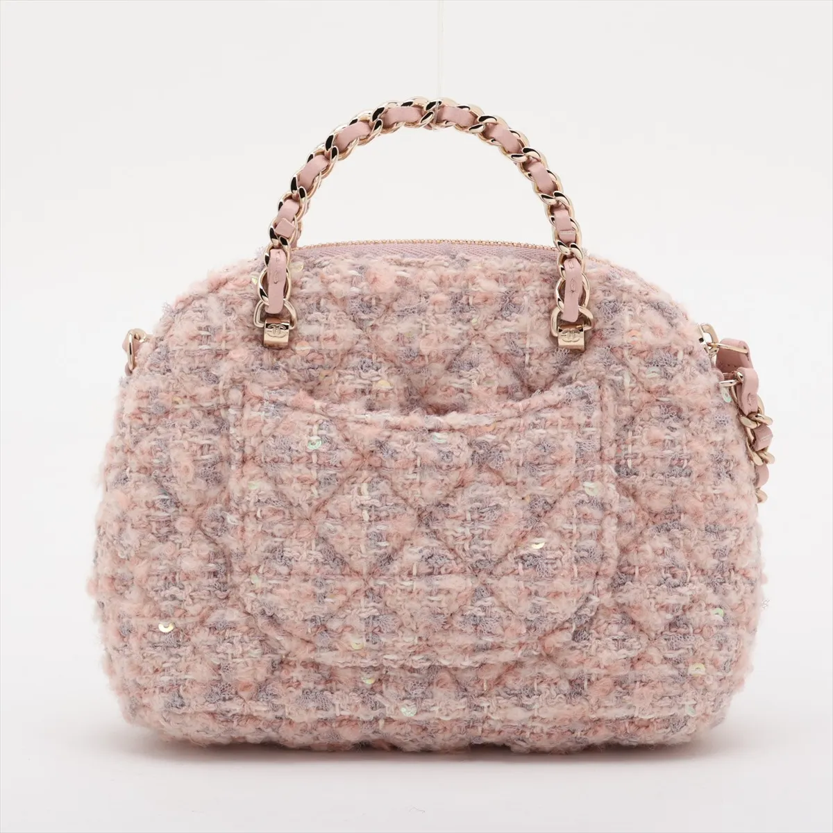 Matelassé Tweed 2-Way Shoulder Bag, Pink with Gold Hardware, H6X89LK9, Random Serial Number AP3354 — view 2