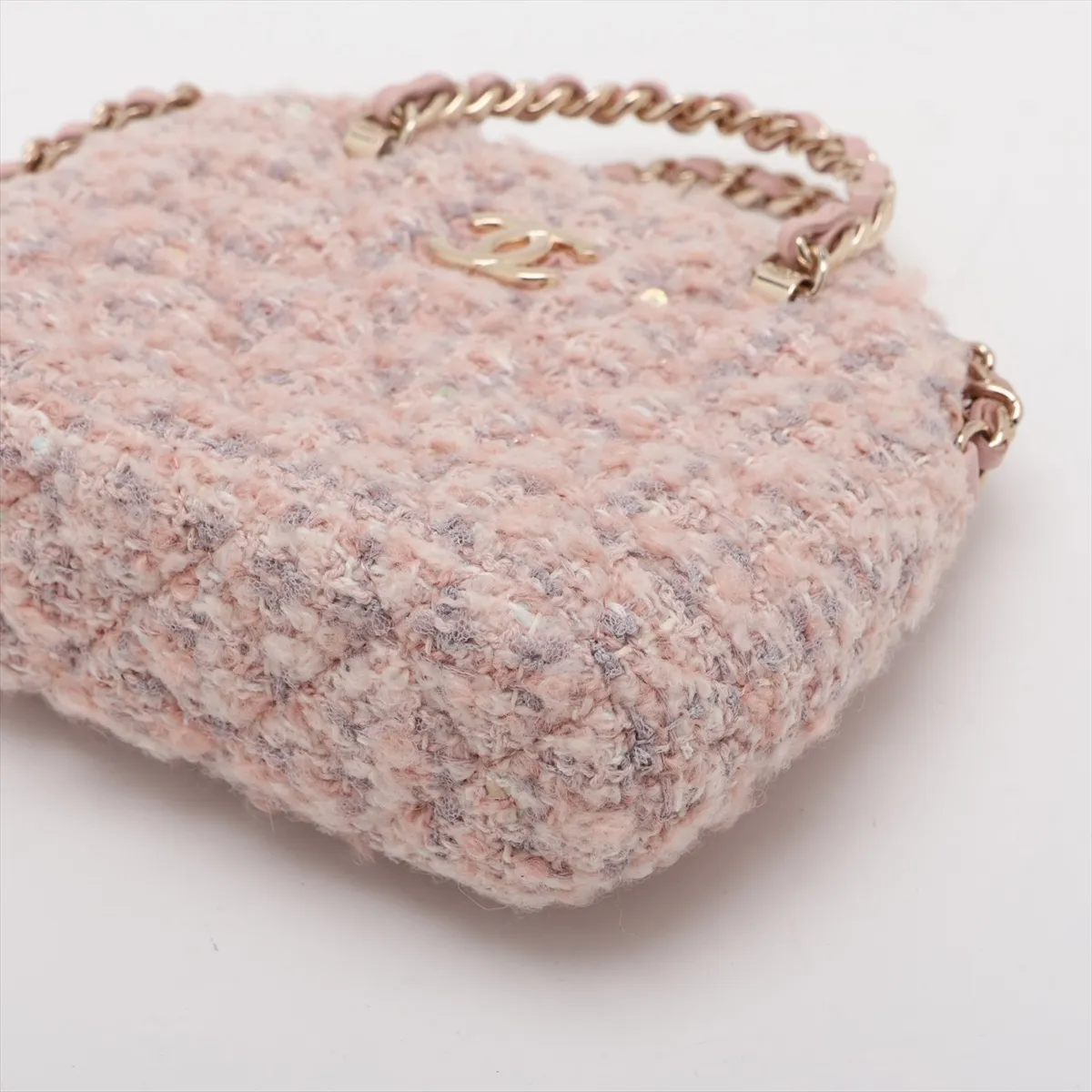 Matelassé Tweed 2-Way Shoulder Bag, Pink with Gold Hardware, H6X89LK9, Random Serial Number AP3354 — view 3