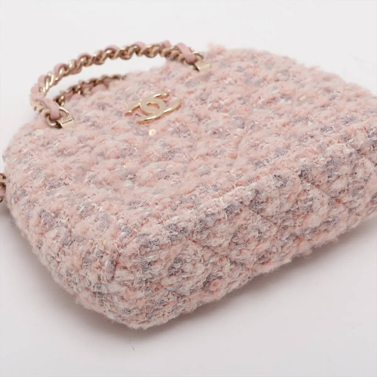 Matelassé Tweed 2-Way Shoulder Bag, Pink with Gold Hardware, H6X89LK9, Random Serial Number AP3354 — view 4