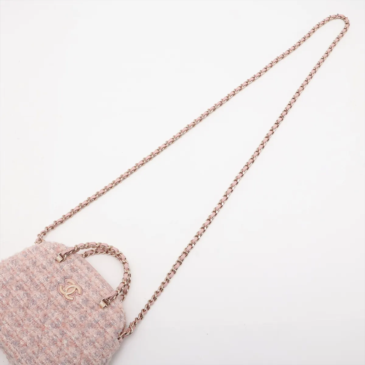Matelassé Tweed 2-Way Shoulder Bag, Pink with Gold Hardware, H6X89LK9, Random Serial Number AP3354 — view 7