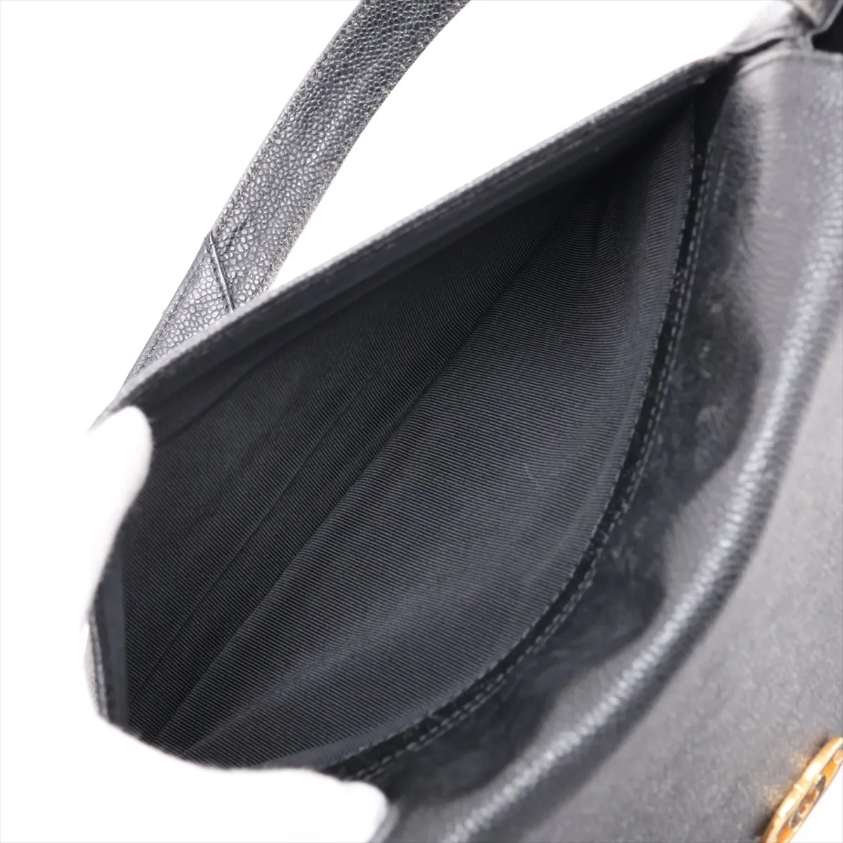Coco Mark Caviar Skin Shoulder Bag, Black with Gold Hardware, 4264885, Series 4 — view 11