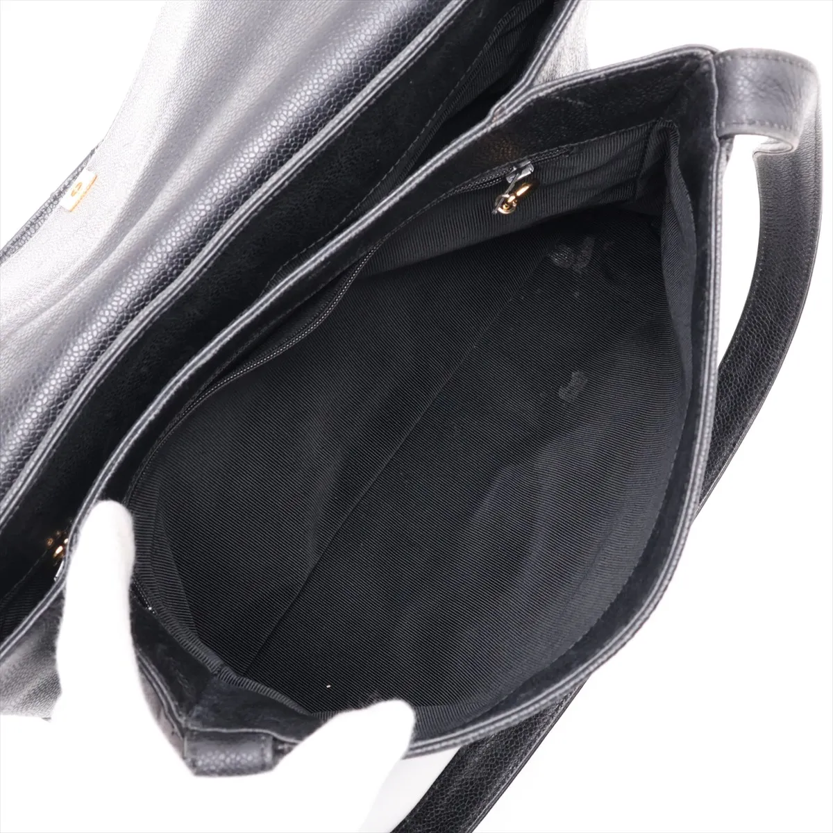 Coco Mark Caviar Skin Shoulder Bag, Black with Gold Hardware, 4264885, Series 4 — view 7