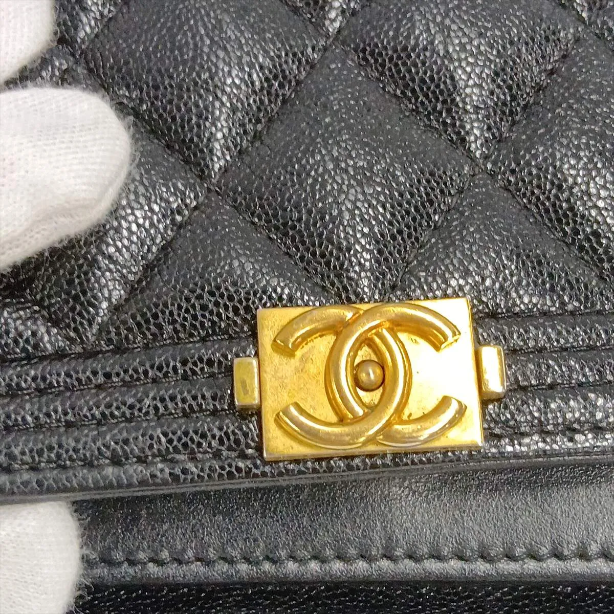 Boy Chanel Caviar Skin Chain Wallet, Black with Gold Hardware, 26280561, Serial Number 26 — view 11