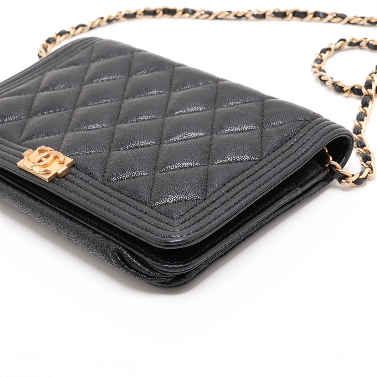 Boy Chanel Caviar Skin Chain Wallet, Black with Gold Hardware, 26280561, Serial Number 26 — view 3