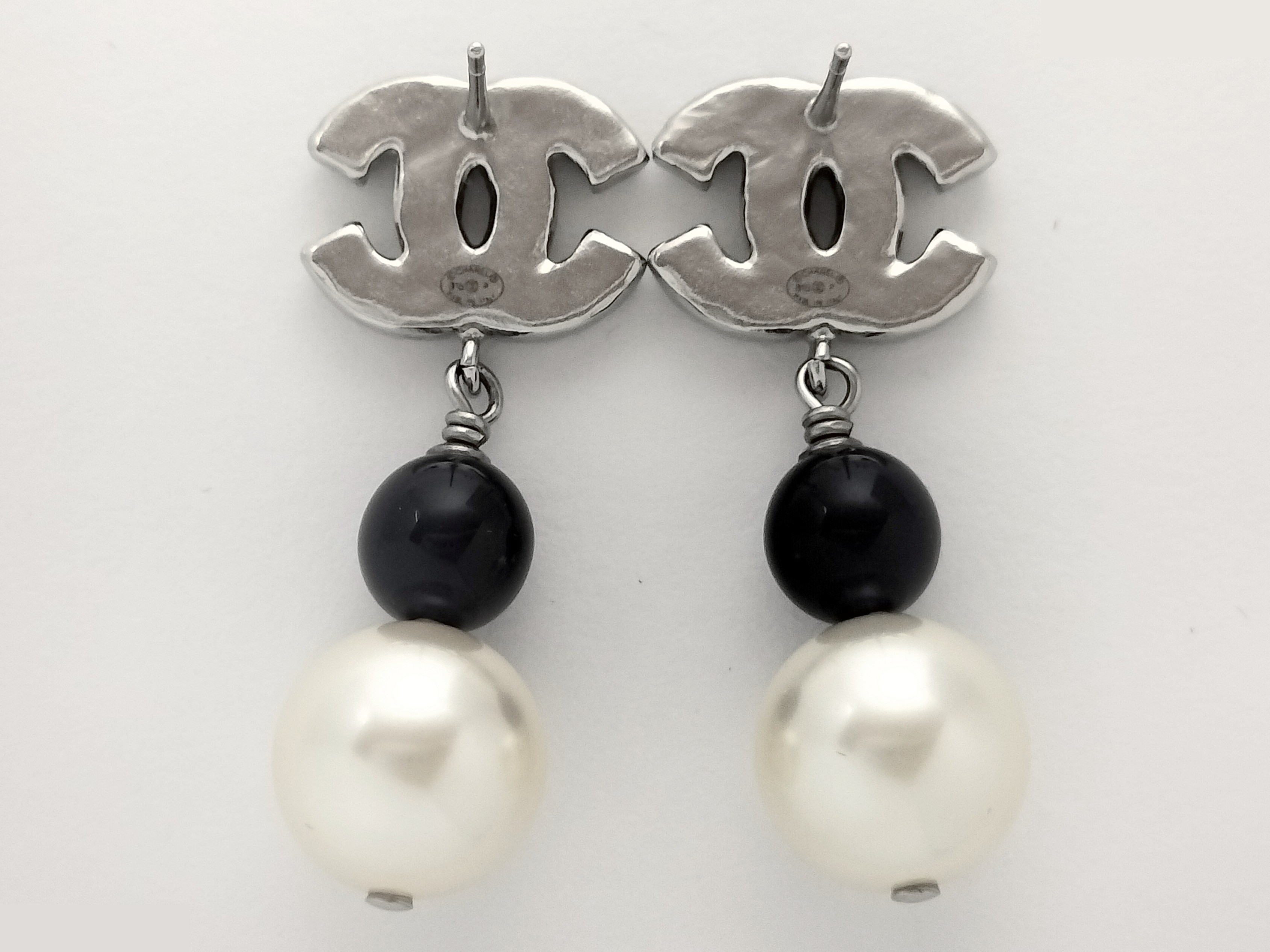 Coco F Pearl Silver Earrings — view 3