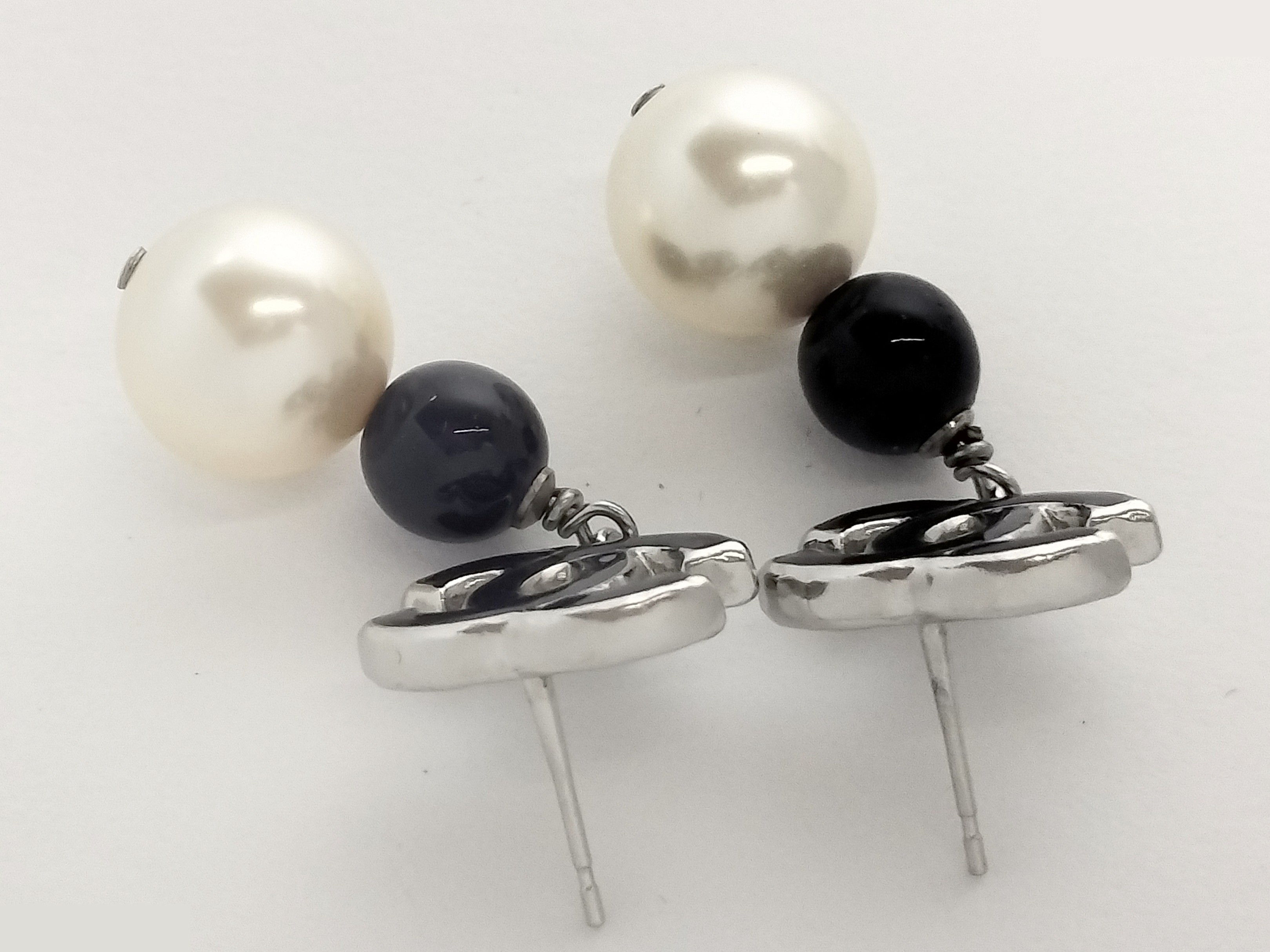 Coco F Pearl Silver Earrings — view 6