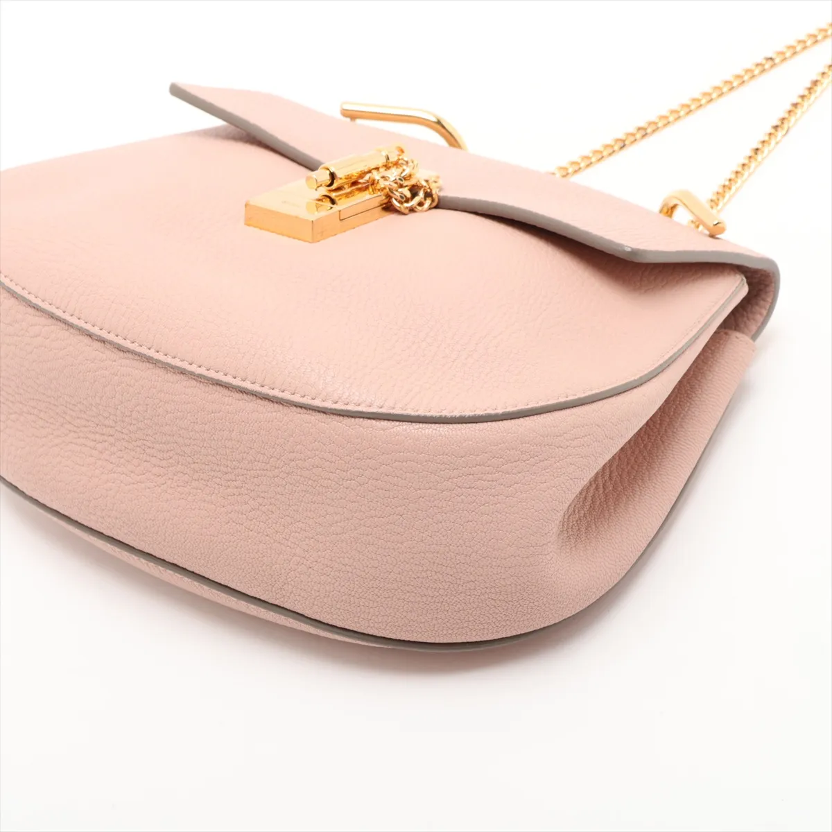 Drew Leather Chain Shoulder Bag, Pink, Outlet — view 3