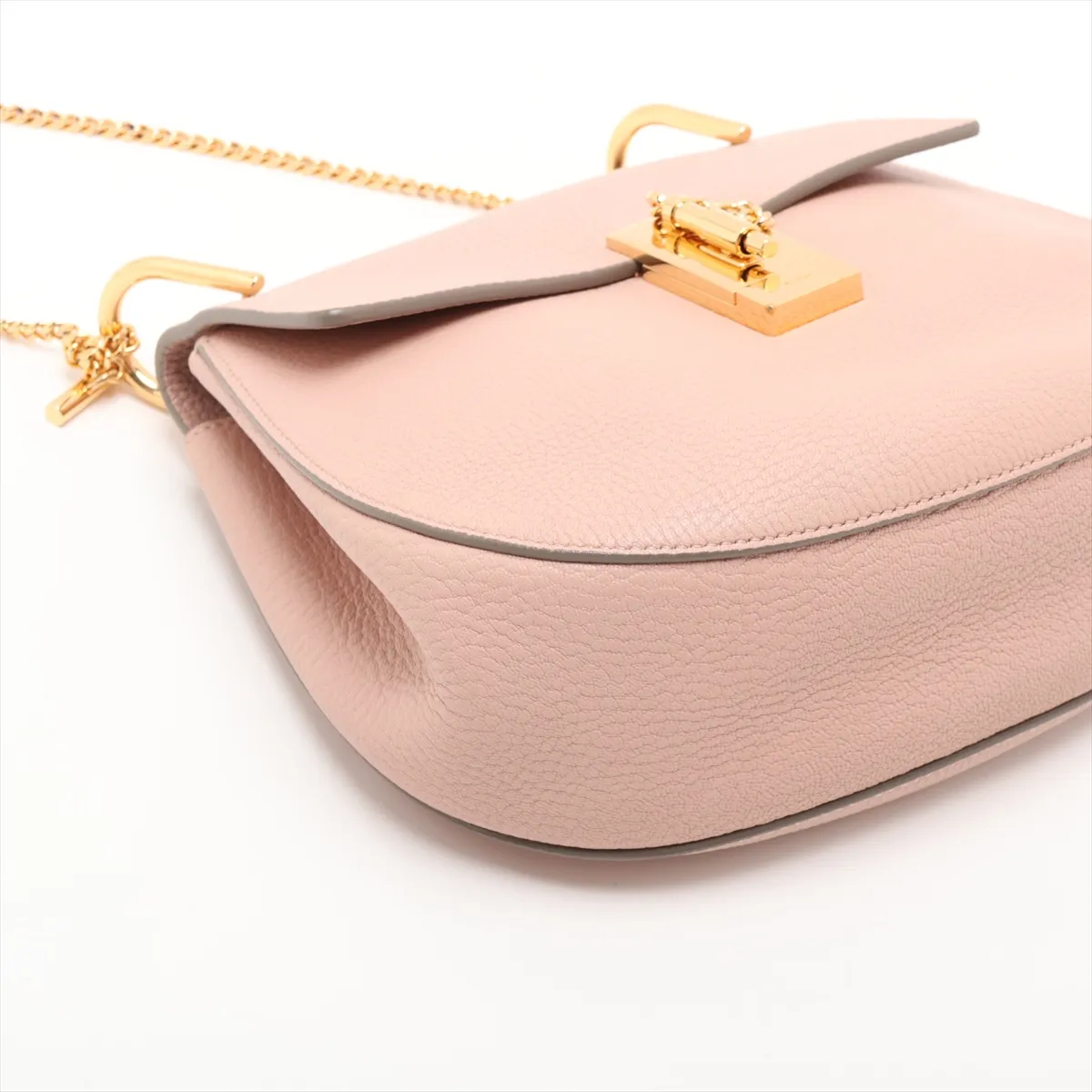 Drew Leather Chain Shoulder Bag, Pink, Outlet — view 4