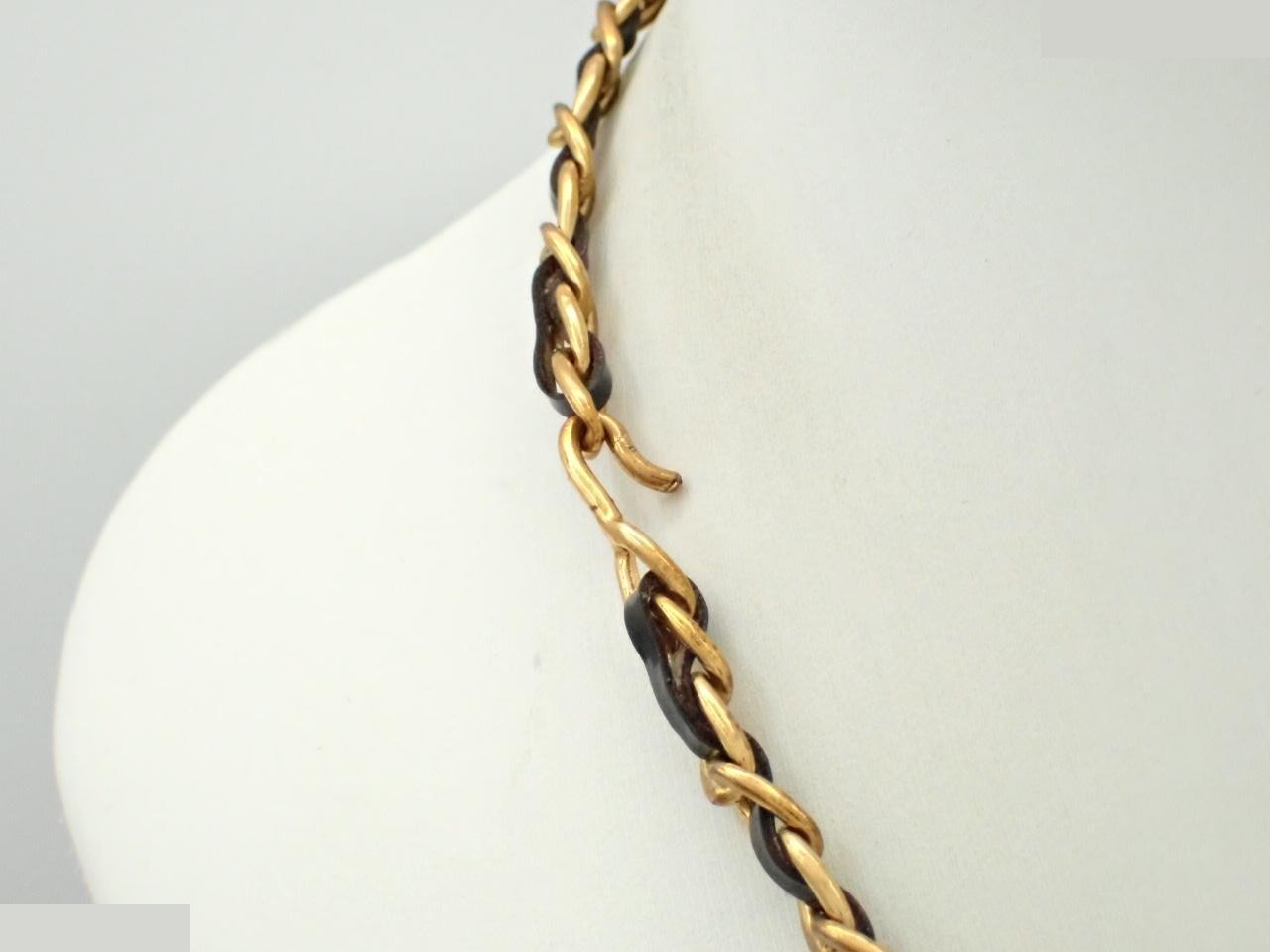 Coin, ribbon, and stone chain necklace (chain approximately 40cm) — view 2