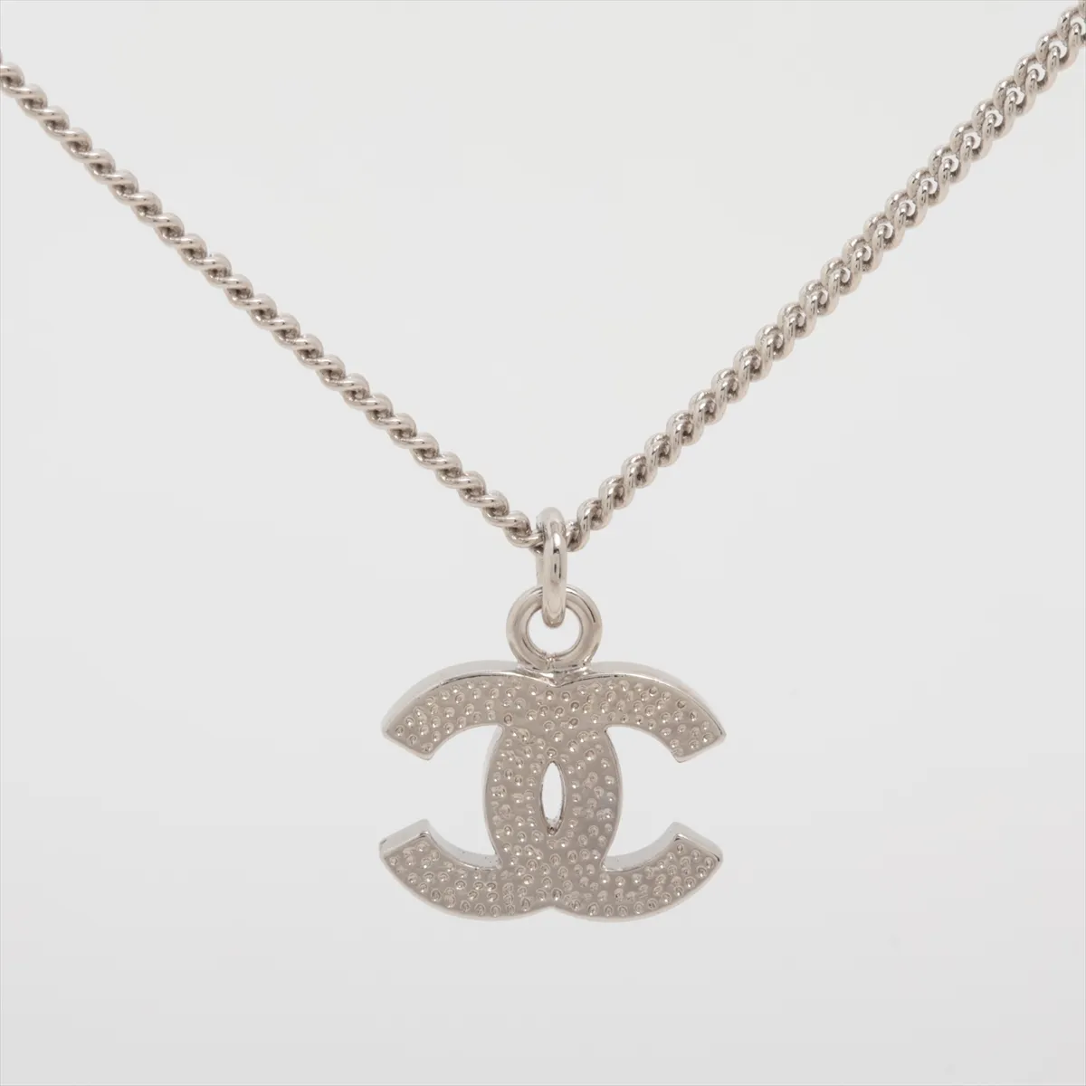 Coco Mark B11V Necklace, Metal x Rhinestone, Silver. Shows signs of wear, — view 2