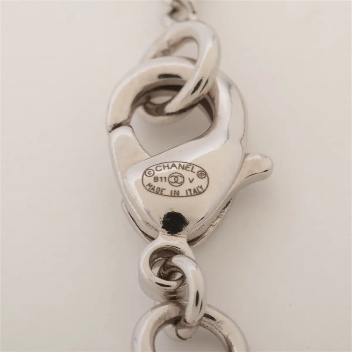 Coco Mark B11V Necklace, Metal x Rhinestone, Silver. Shows signs of wear, — view 4