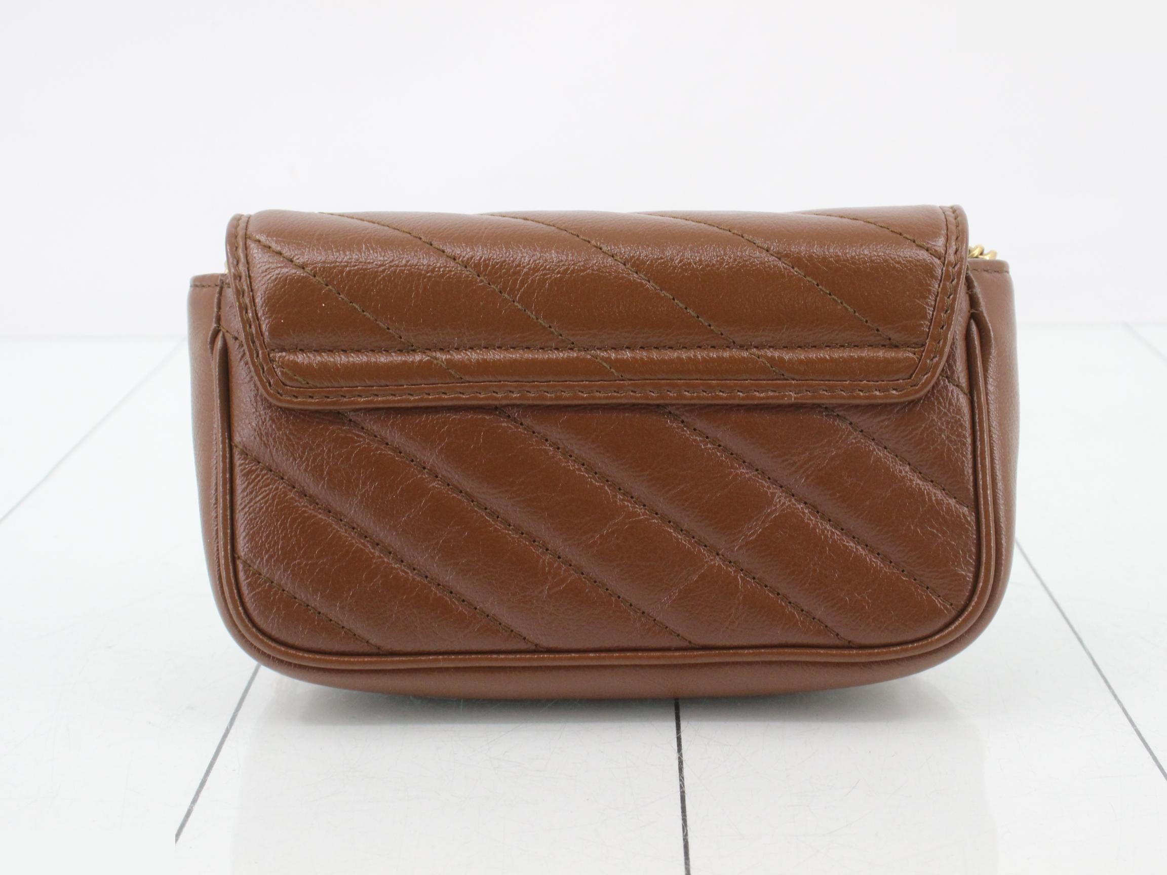 GG Marmont Leather Chain Shoulder Bag, Brown — view 2