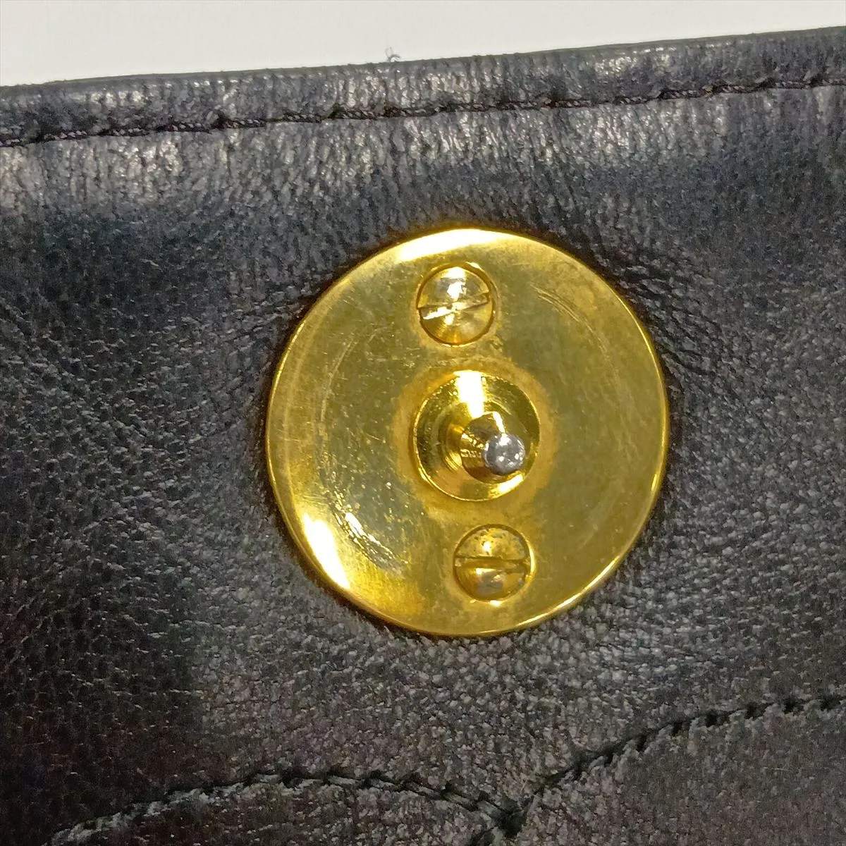 Matelassé Lambskin Chain Shoulder Bag, Push-Lock, Black with Gold Hardware — view 15