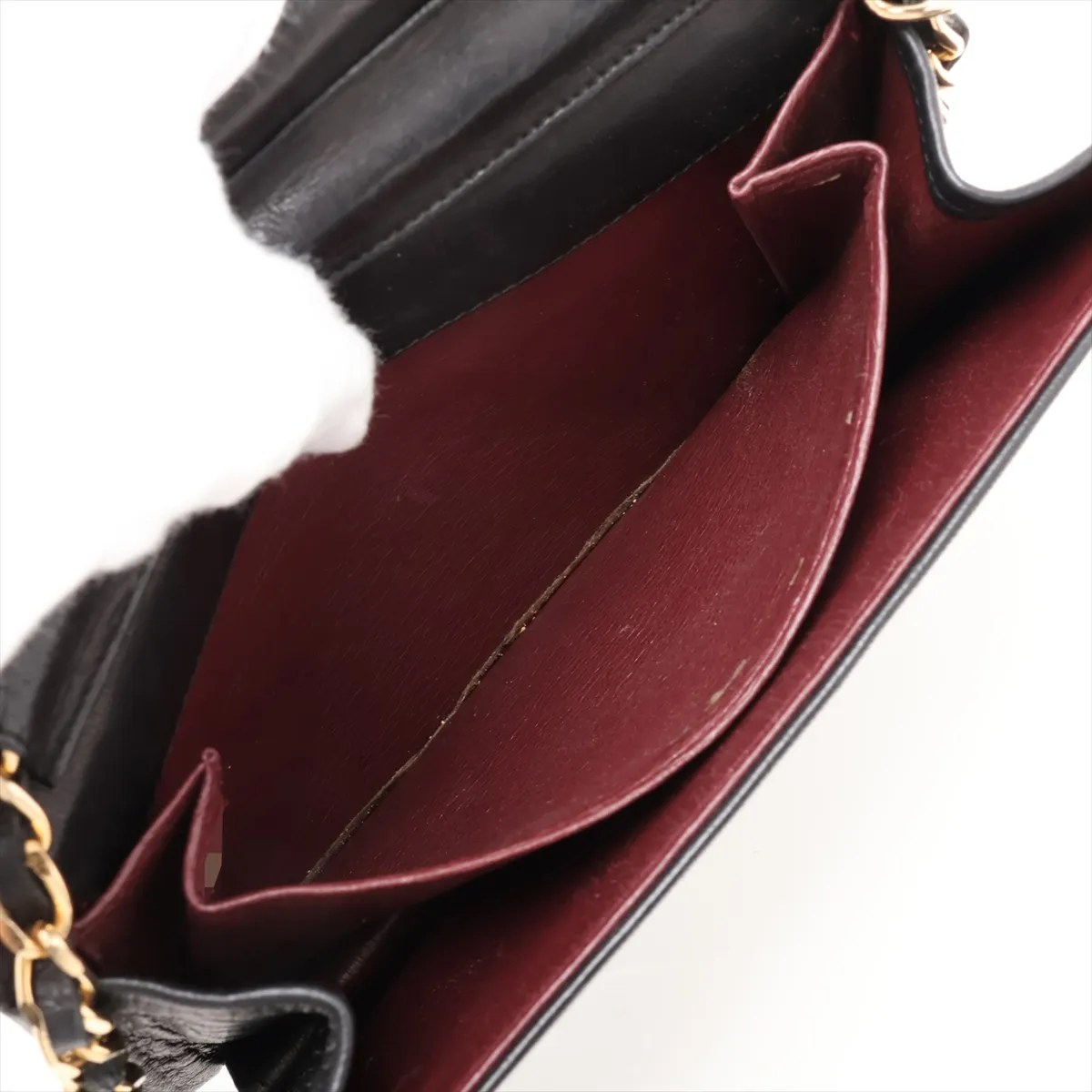 Matelassé Lambskin Chain Shoulder Bag, Push-Lock, Black with Gold Hardware — view 6