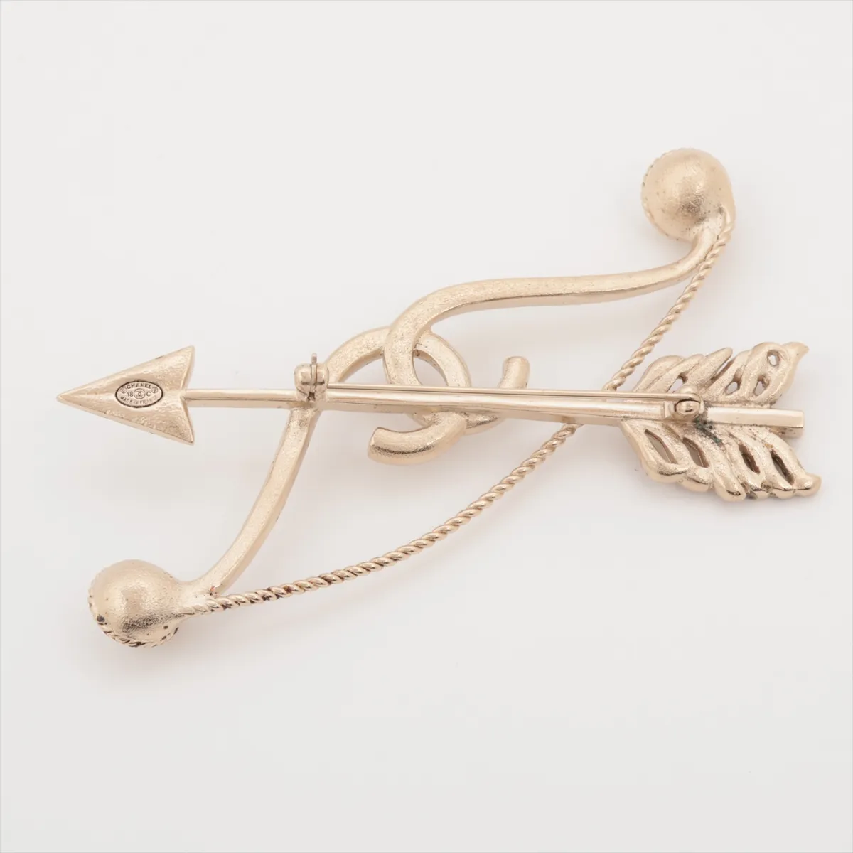 Coco Mark 18C Brooch, GP x Rhinestone x Faux Pearl, Gold, — view 2