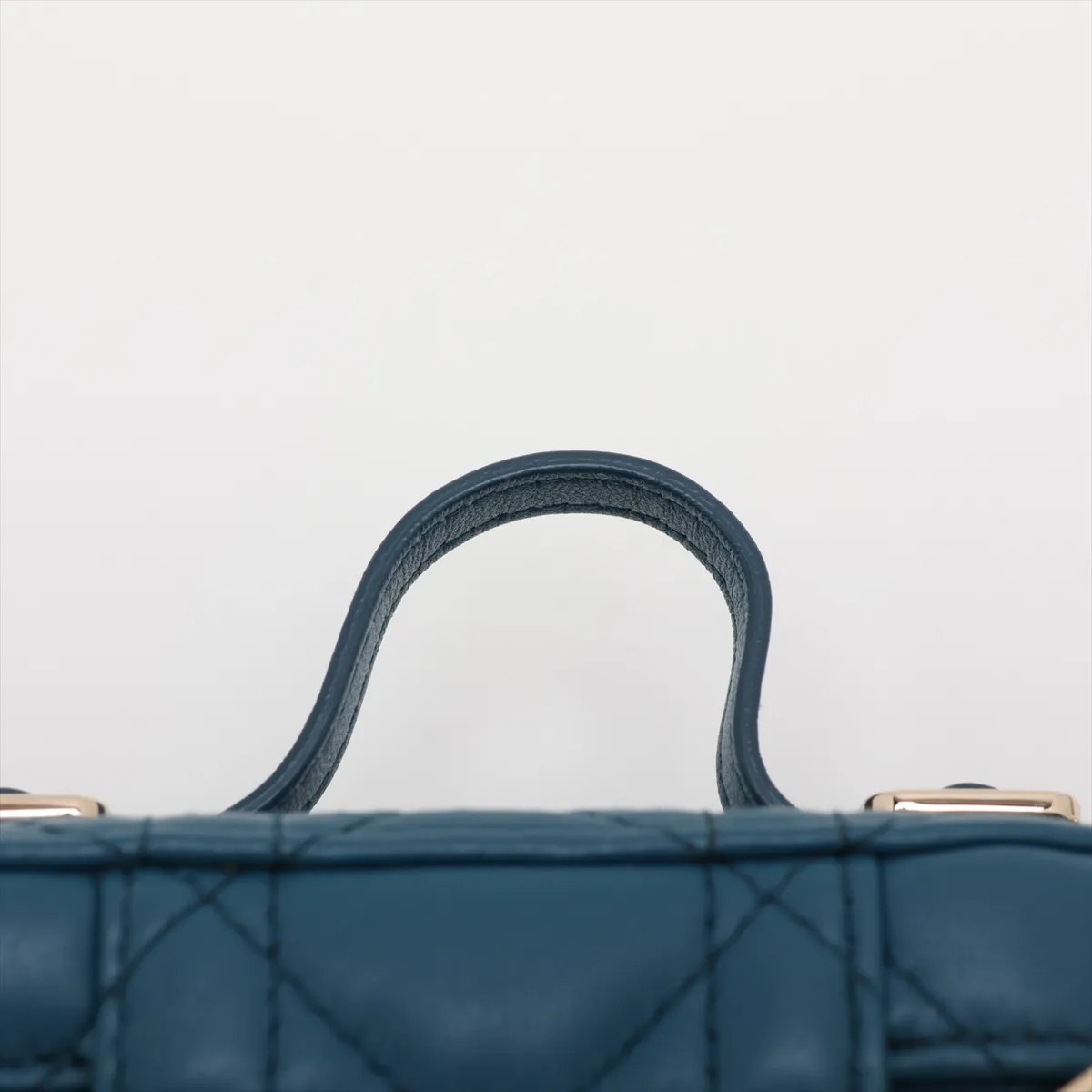 Lady Dior Cannage Leather 2-Way Vanity Bag, Blue — view 6