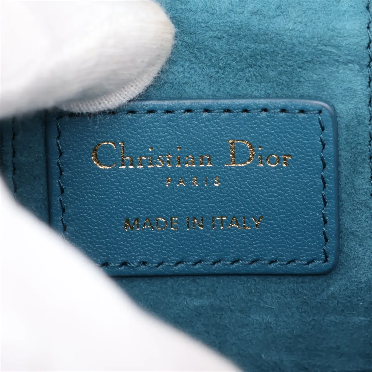 Lady Dior Cannage Leather 2-Way Vanity Bag, Blue — view 9