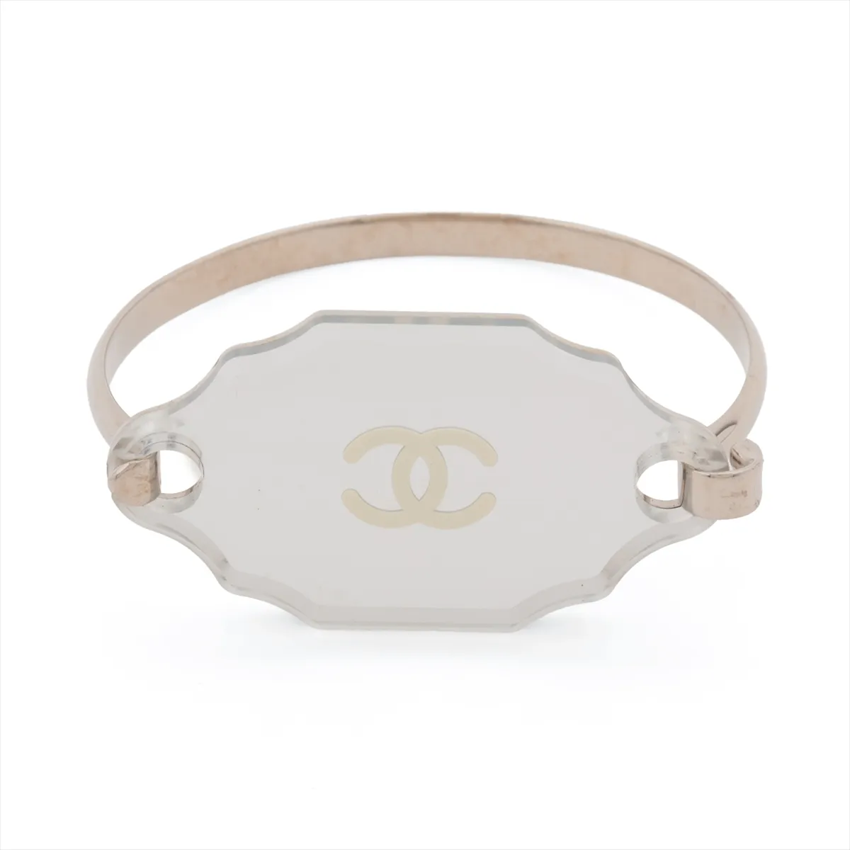 Coco Mark 03C Bangle, Metal x Resin, Silver x Clear. Shows signs of wear,