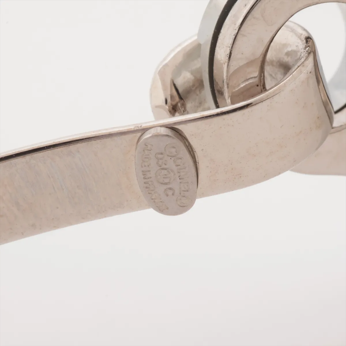 Coco Mark 03C Bangle, Metal x Resin, Silver x Clear. Shows signs of wear, — view 6