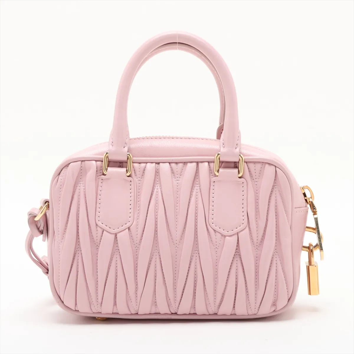 Matelassé Arcadi Leather 2-Way Handbag Pink — view 2