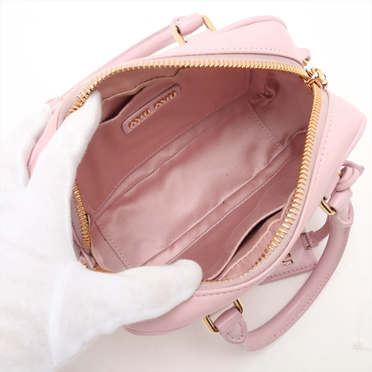 Matelassé Arcadi Leather 2-Way Handbag Pink — view 8