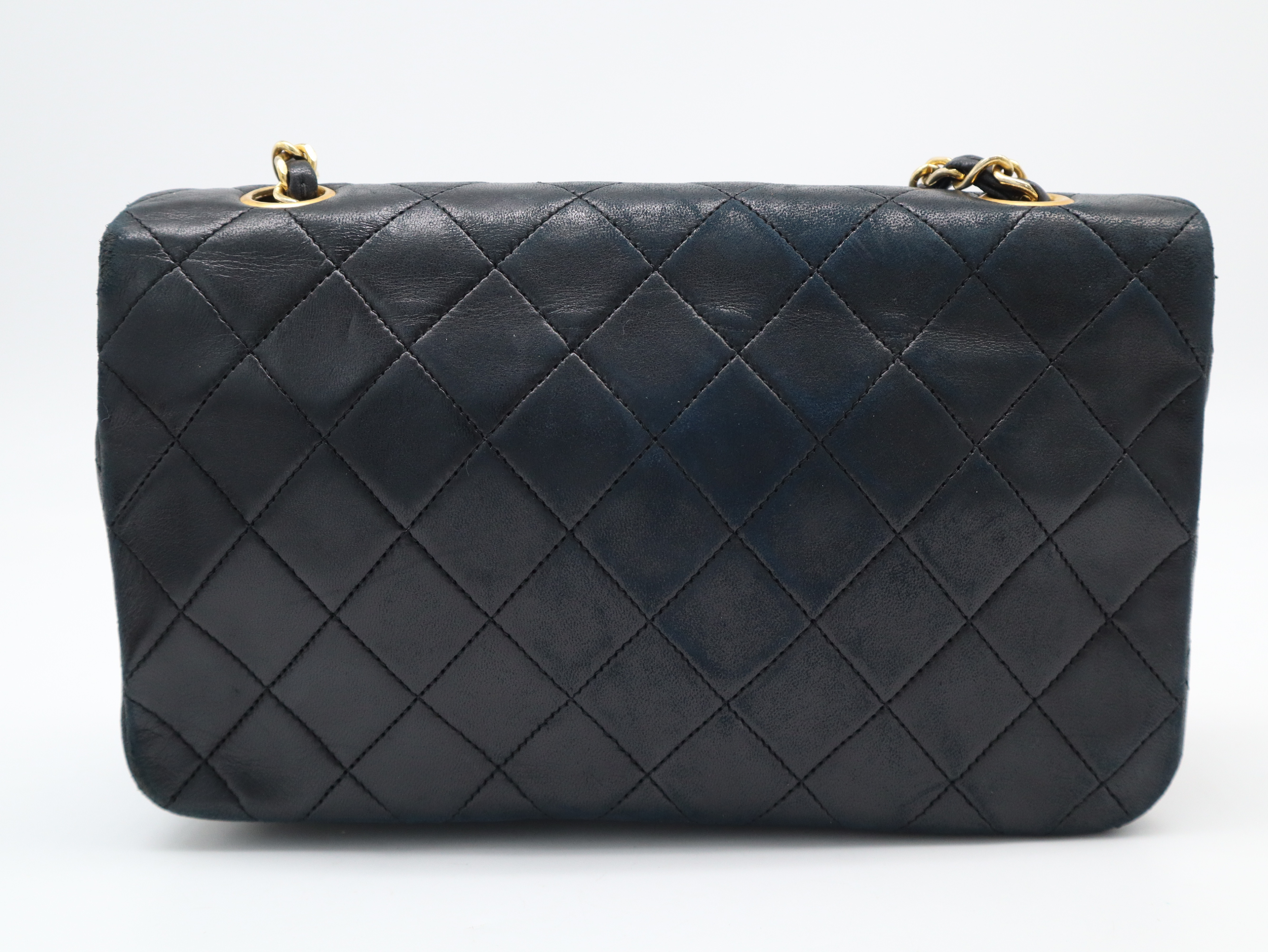 Lambskin Matelassé 23 Full Flap Shoulder Bag with Small Chain and Gold Hardware, Black, Seal 1377896 — view 2