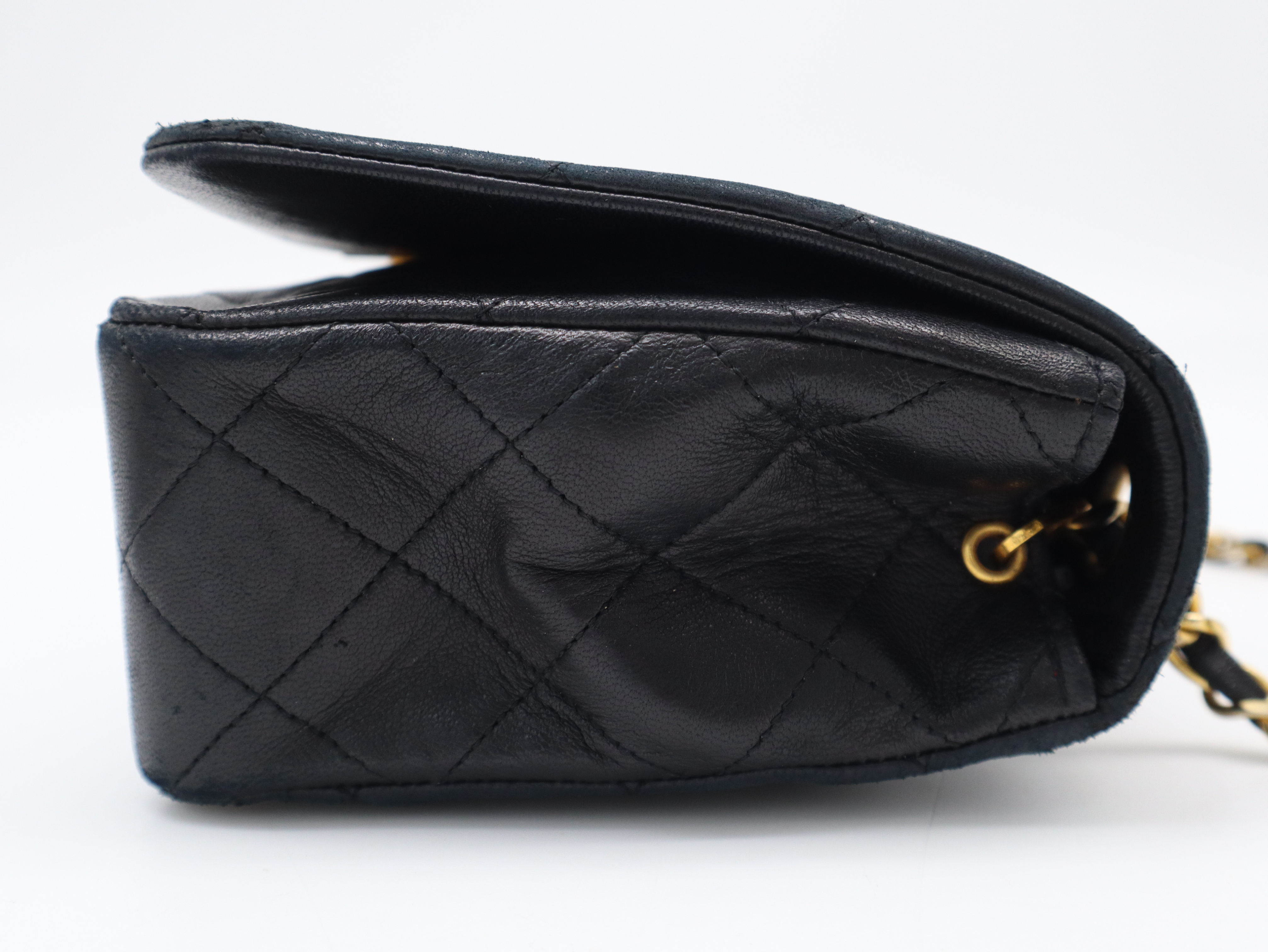 Lambskin Matelassé 23 Full Flap Shoulder Bag with Small Chain and Gold Hardware, Black, Seal 1377896 — view 4