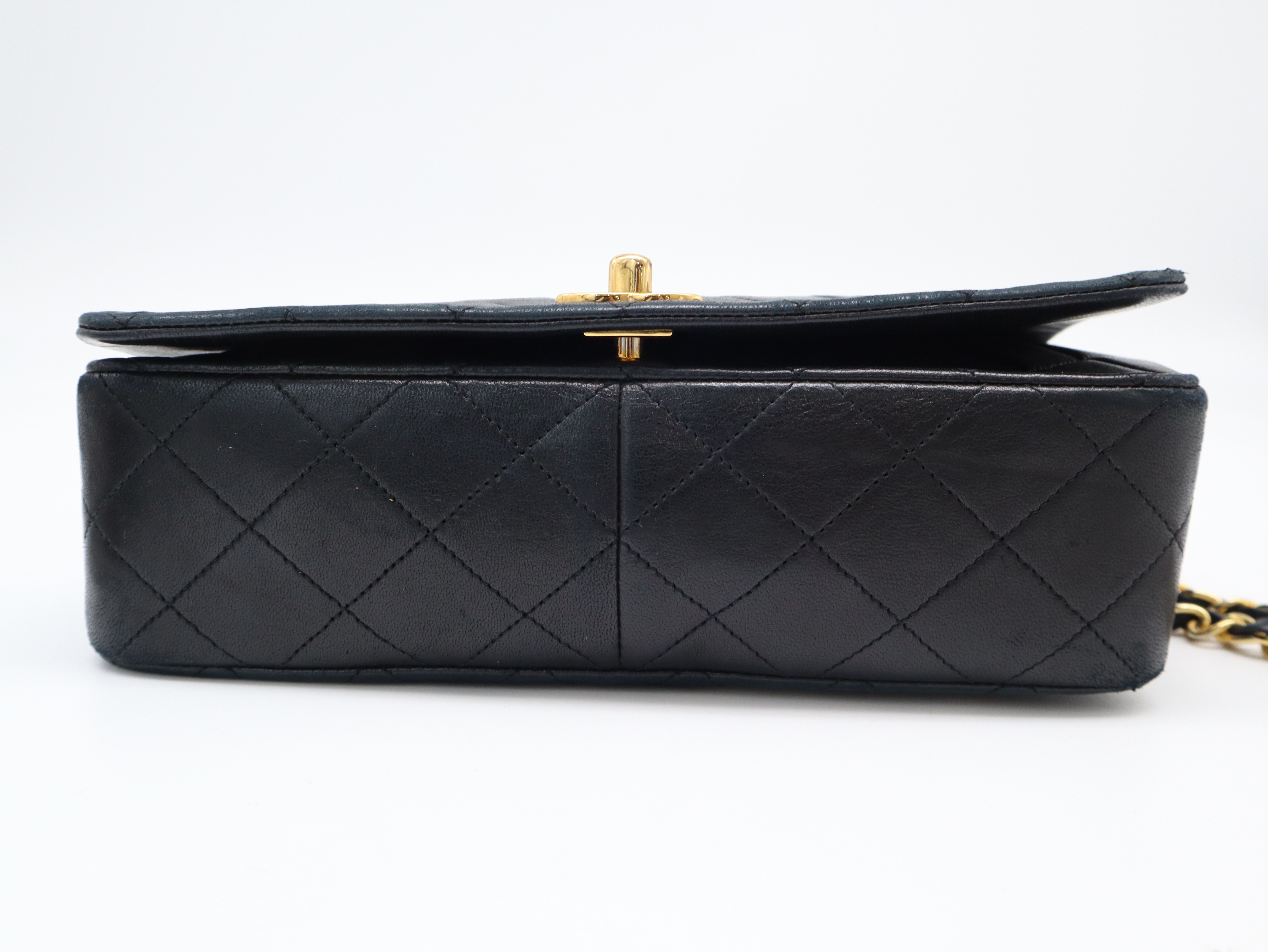 Lambskin Matelassé 23 Full Flap Shoulder Bag with Small Chain and Gold Hardware, Black, Seal 1377896 — view 5