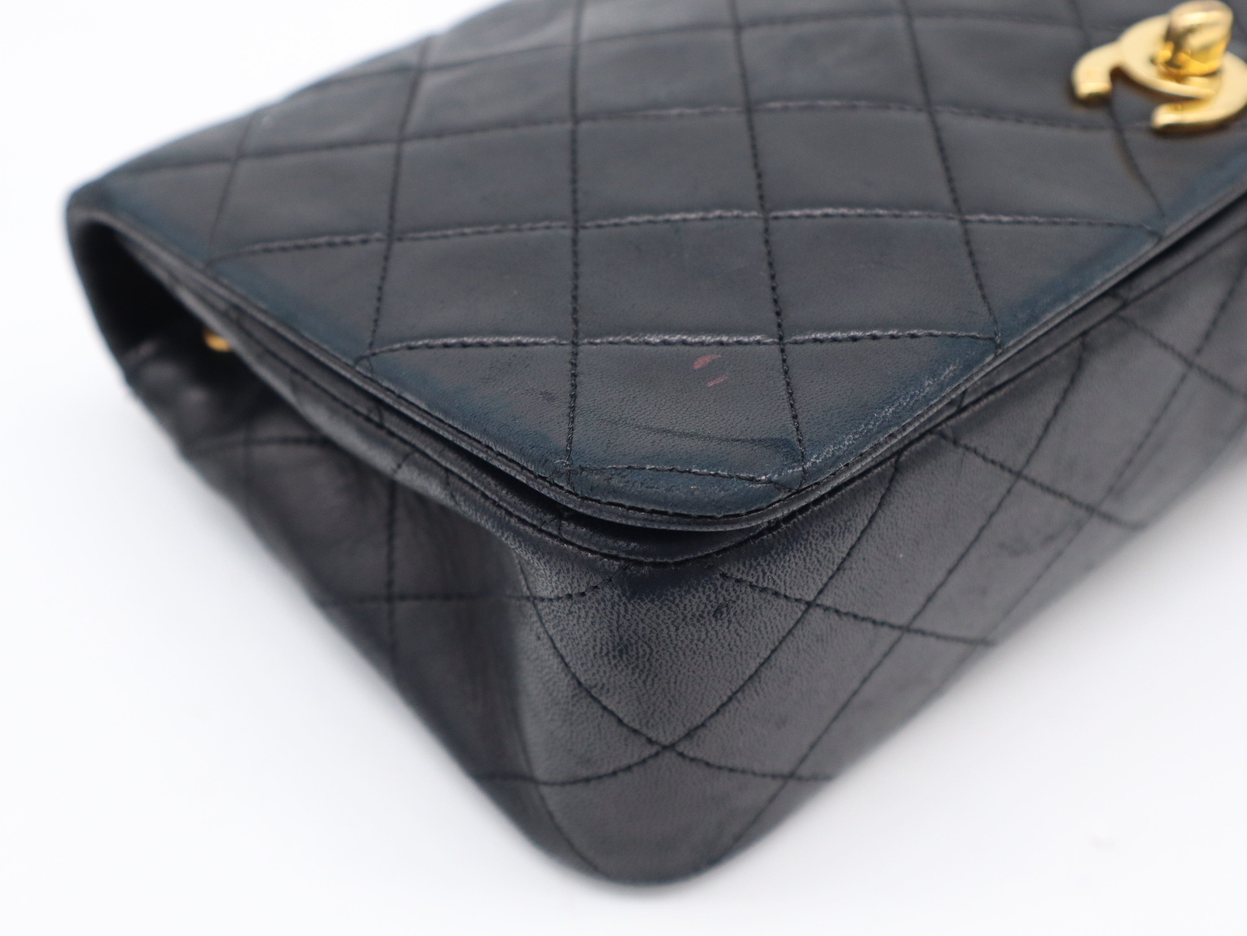 Lambskin Matelassé 23 Full Flap Shoulder Bag with Small Chain and Gold Hardware, Black, Seal 1377896 — view 7