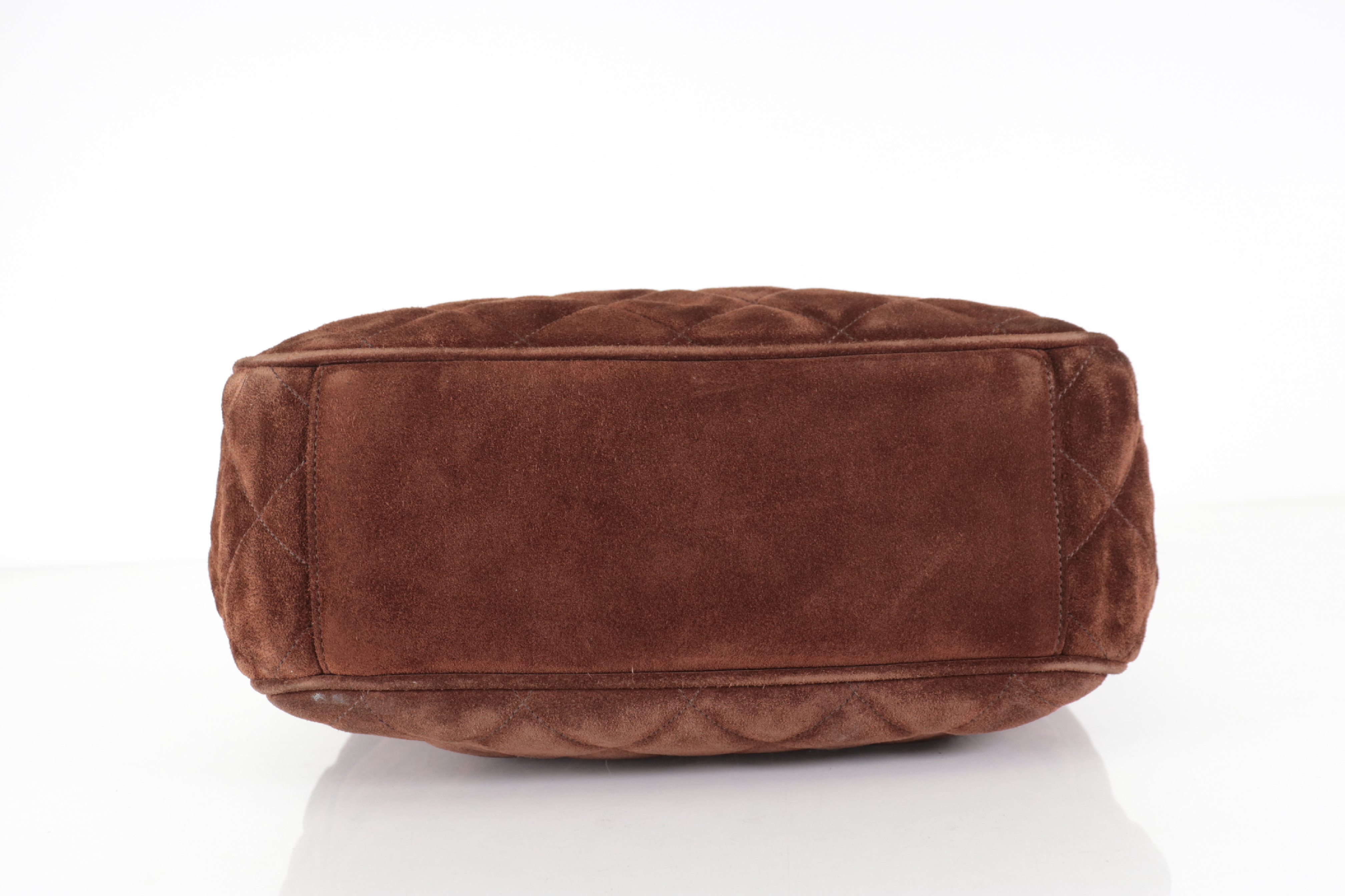 Matelassé Suede Drawstring Chain Shoulder Bag, Brown, Series 3 — view 7
