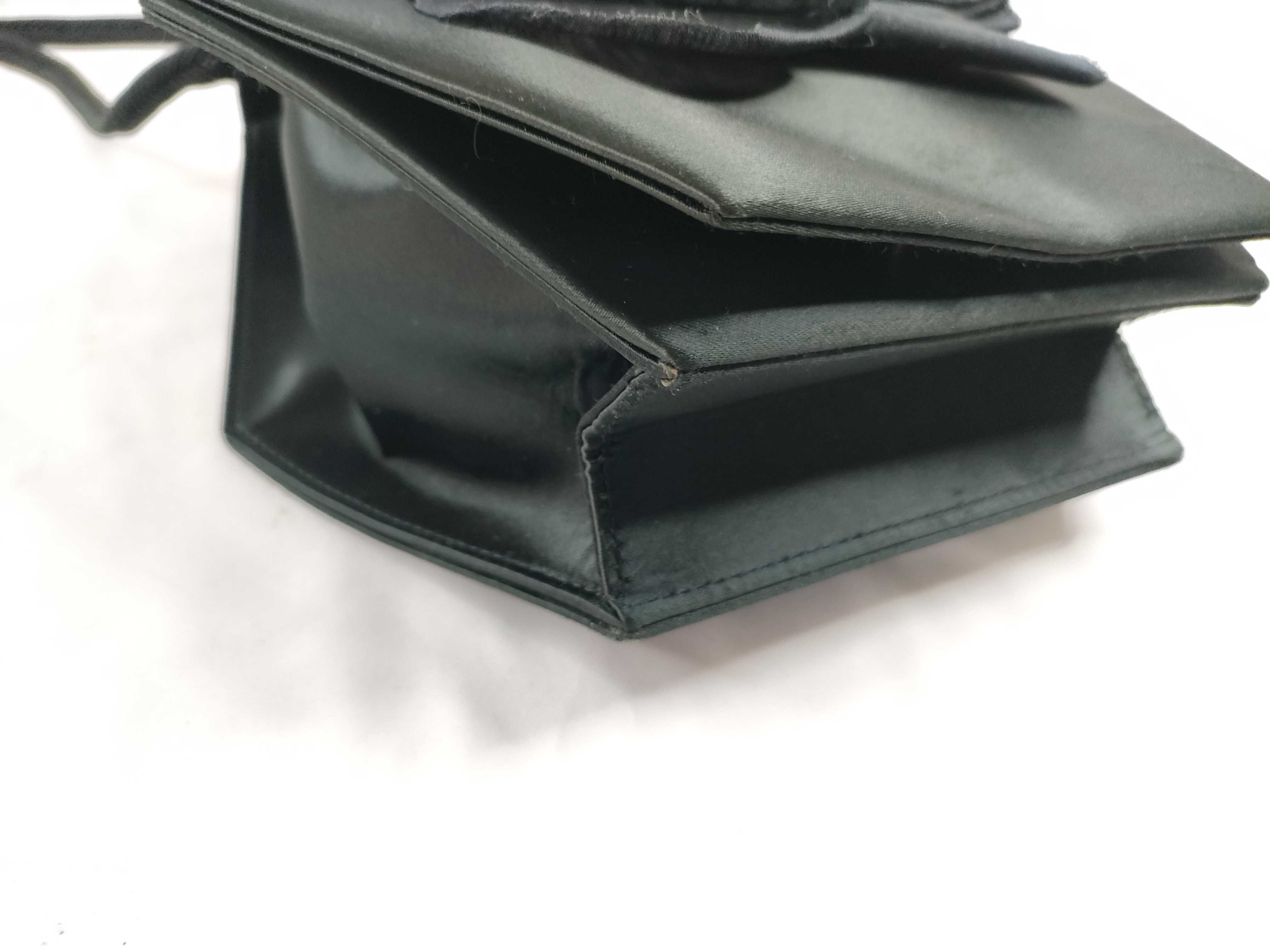 satin beaded rose black shoulder bag with dust bag. — view 3