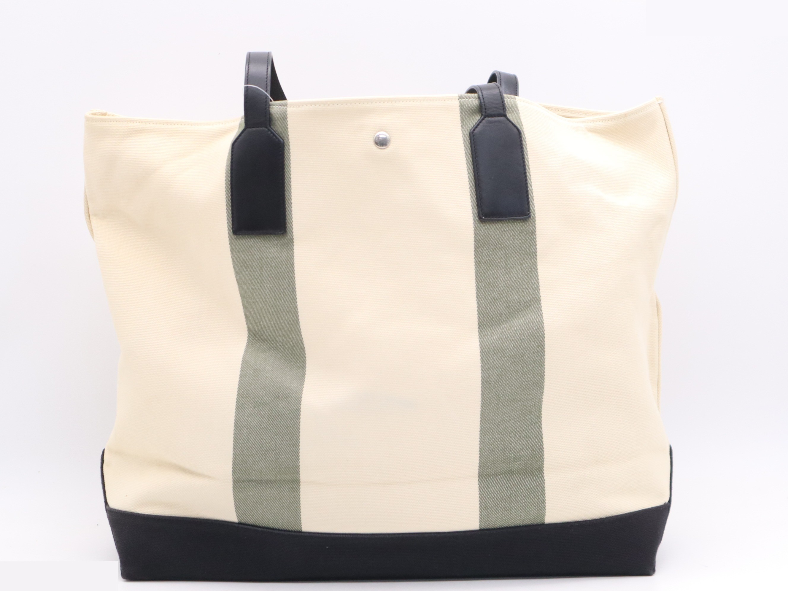 Canvas Beach Shopping East-West Tote Bag, Beige — view 2