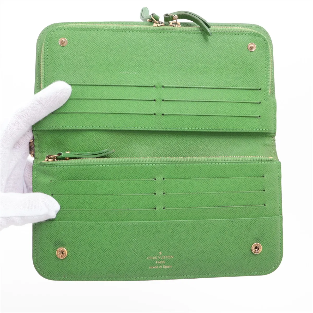 Monogram Portefeuille Insolite M66565 CA3078 Brown x Green Round Wallet — view 3