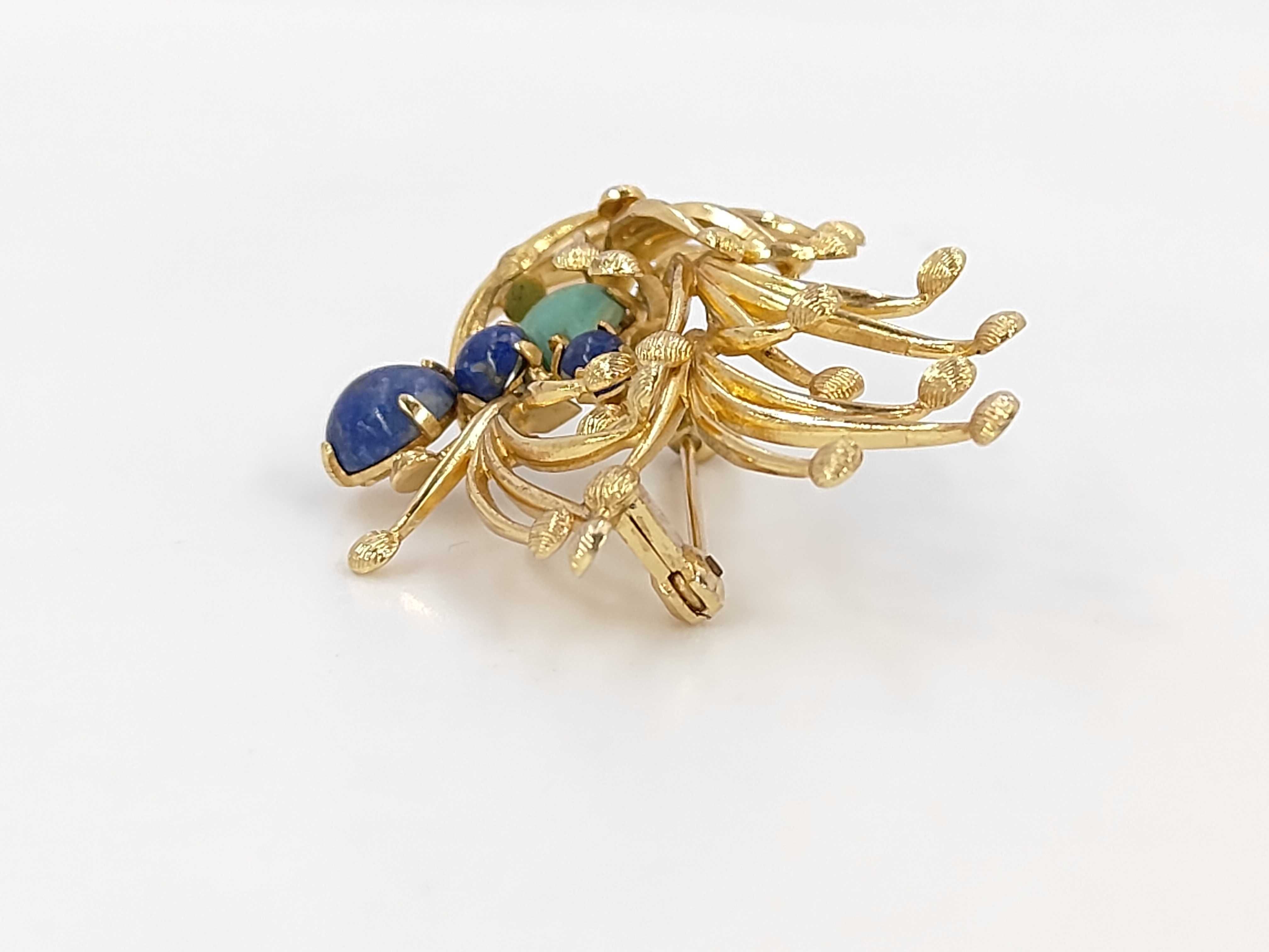 Lapis Lazuli and Turquoise Brooch — view 2