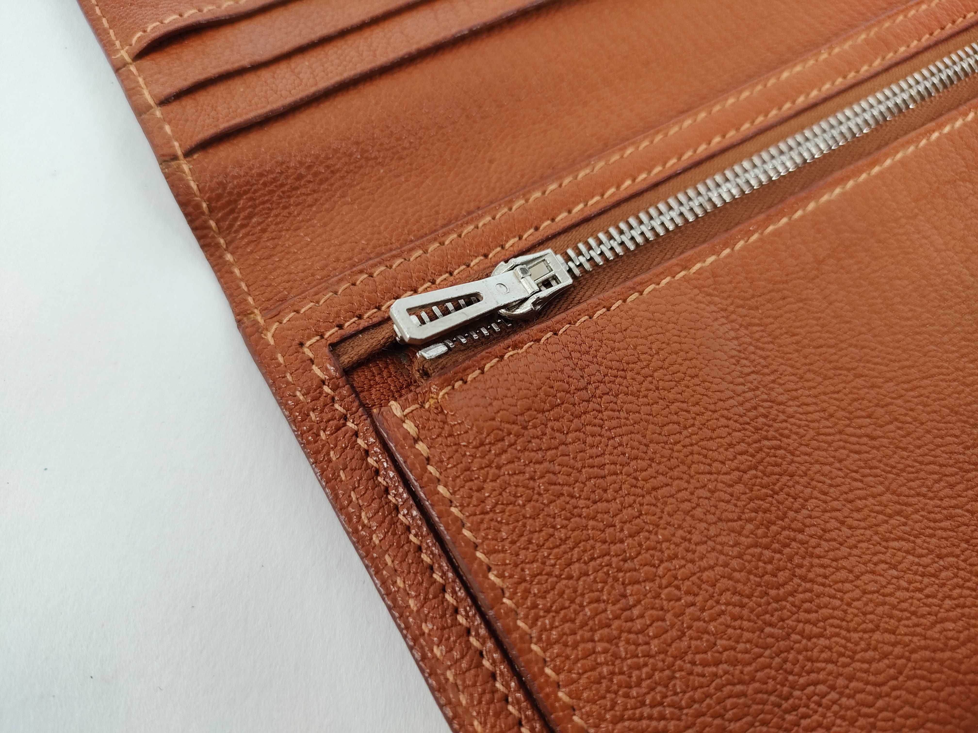 Bearn Soufflé Chevre Leather Long Wallet, Brown, Silver Hardware — view 11